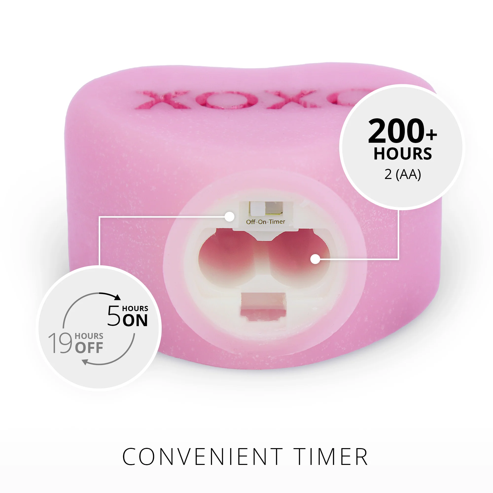 Pastel Orchid Flameless Candle Candy Heart "XOXO" - Image 4