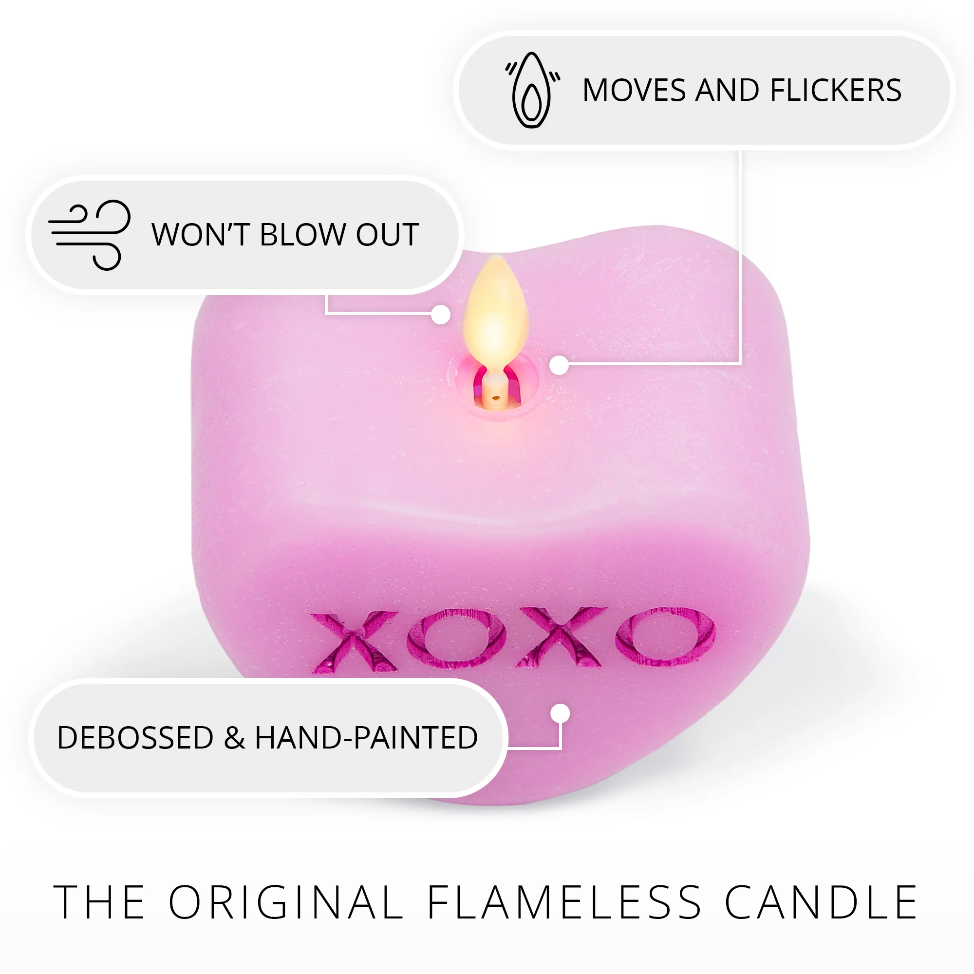 Pastel Orchid Flameless Candle Candy Heart "XOXO" - Image 5