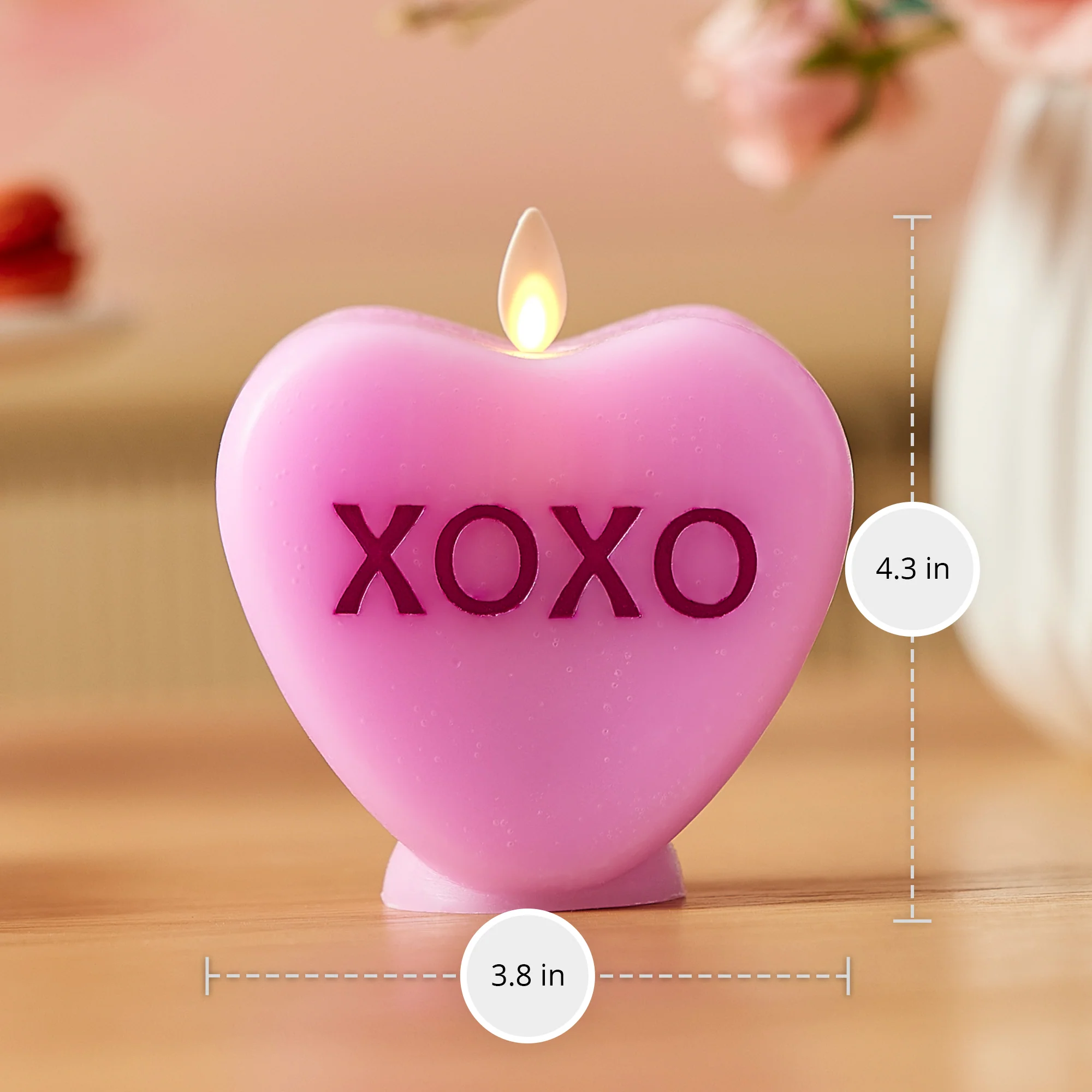 Pastel Orchid Flameless Candle Candy Heart "XOXO" - Image 8