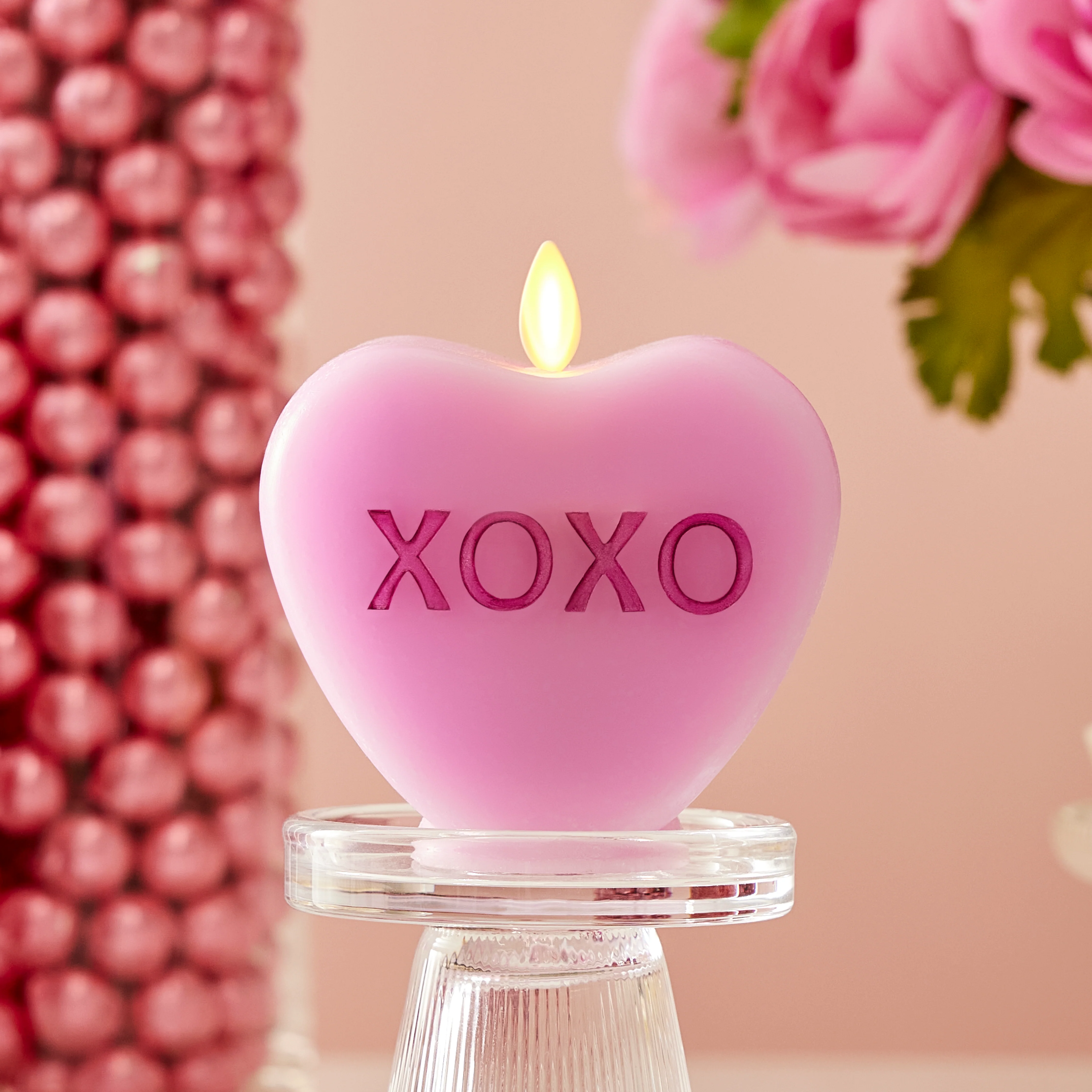 Pastel Orchid Flameless Candle Candy Heart "XOXO" - Image 9
