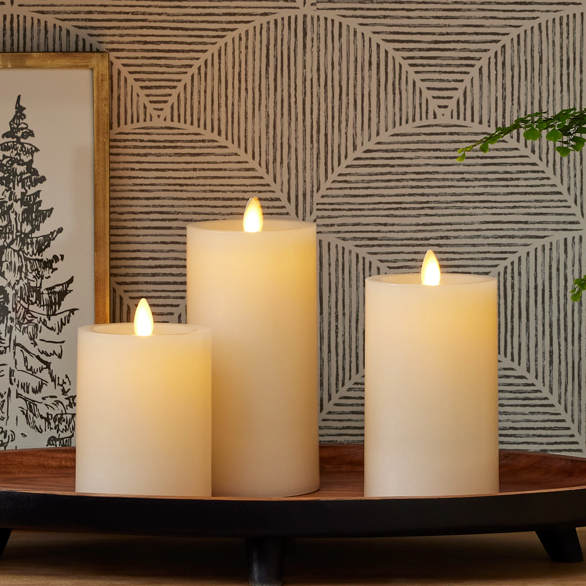 Pearl Ivory Flameless Candle Pillar - Recessed Top - Image 2