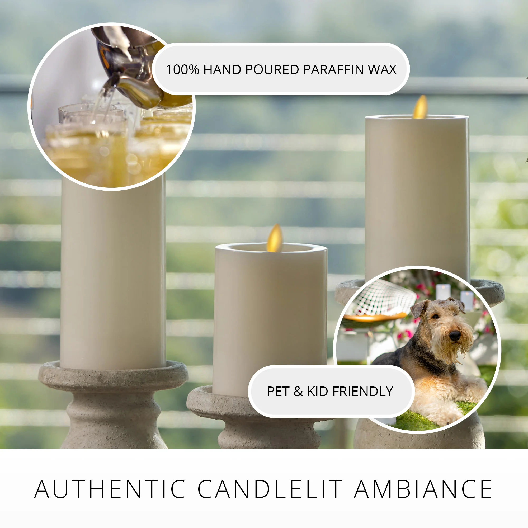 Pearl Ivory Flameless Candle Pillar - Recessed Top - Image 3