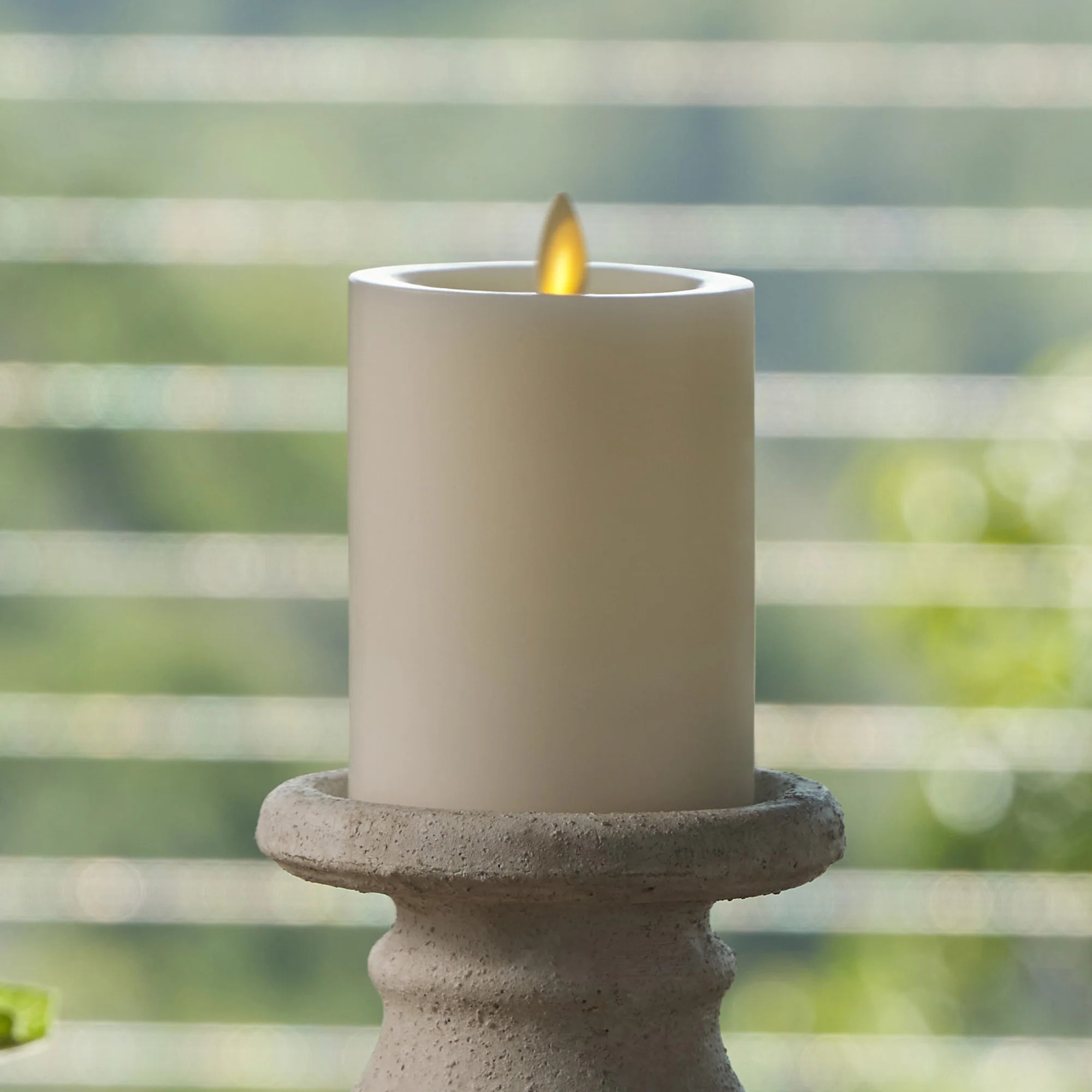 Pearl Ivory Flameless Candle Pillar - Recessed Top - Image 7
