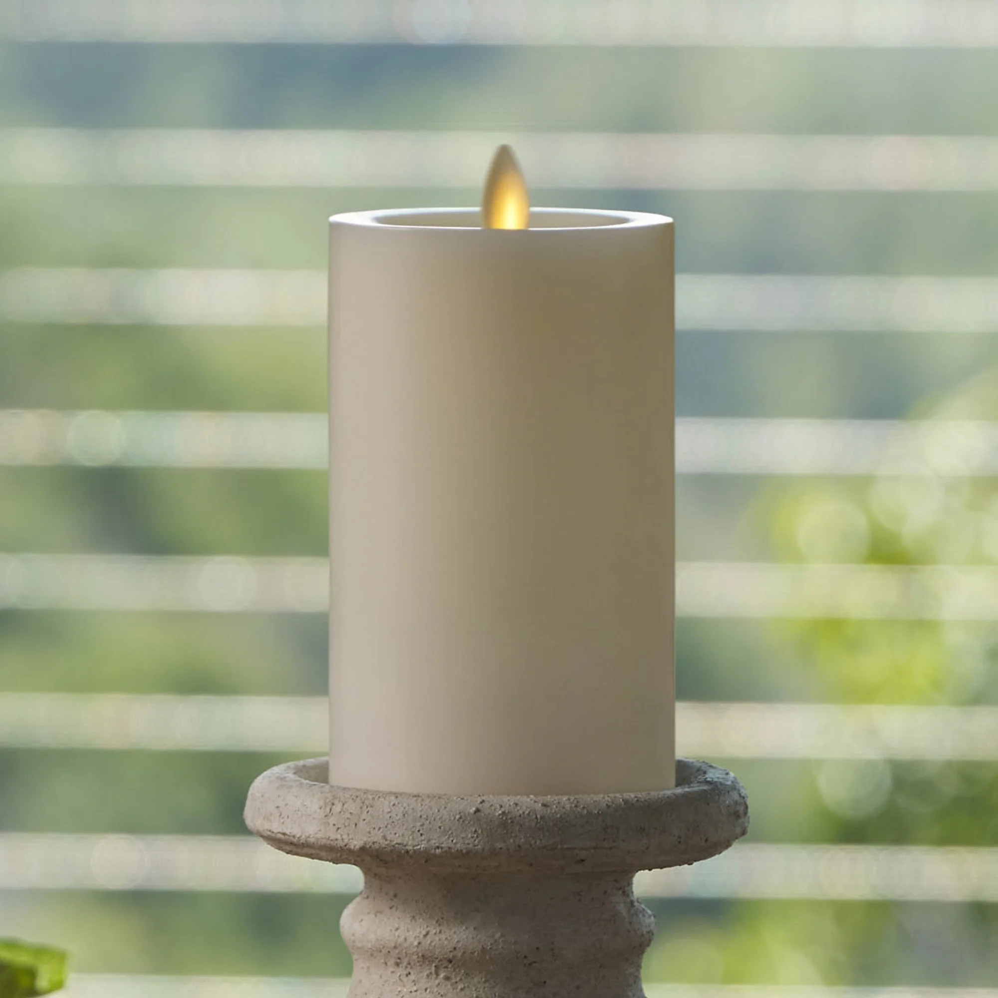 Pearl Ivory Flameless Candle Pillar - Recessed Top - Image 8