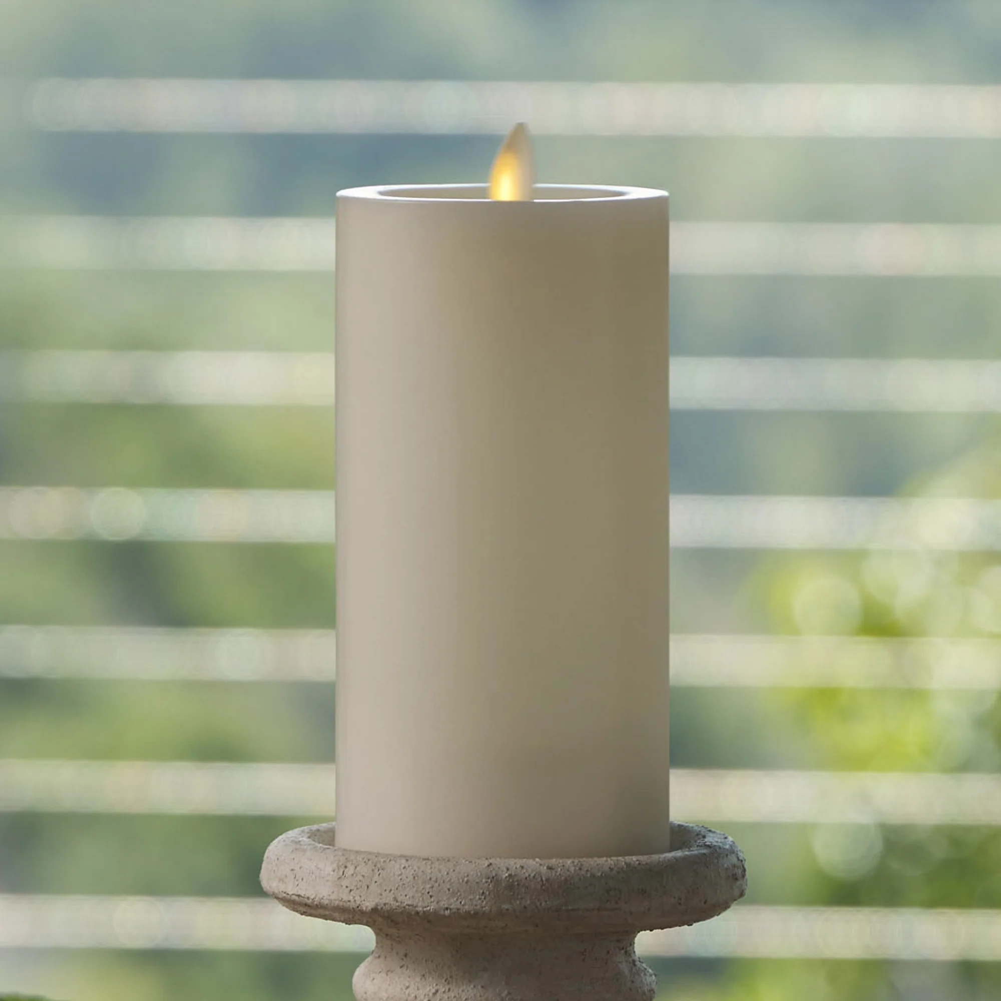 Pearl Ivory Flameless Candle Pillar - Recessed Top - Image 9