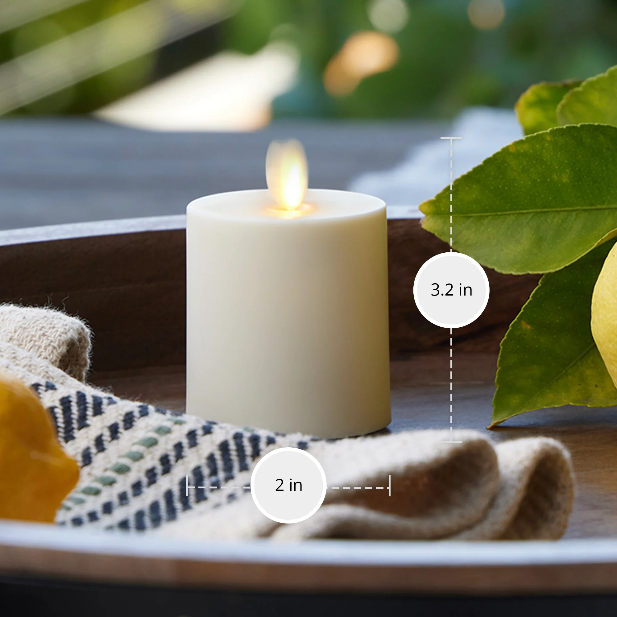 Pearl Ivory Outdoor Flameless Candle Votive - Flat Top - Image 4