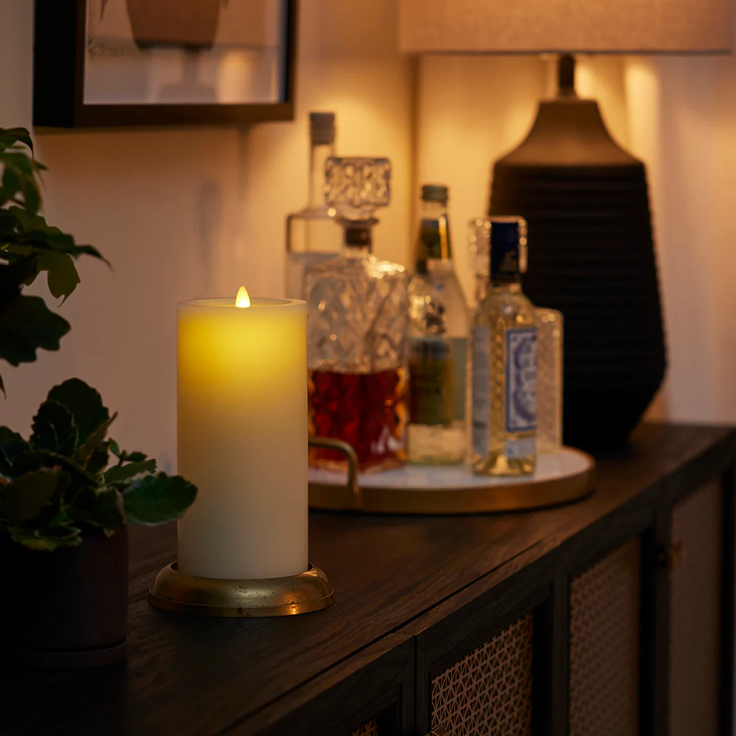 Wick To Flame Pearl Ivory Flameless Candle Pillar - Recessed Top - Image 4