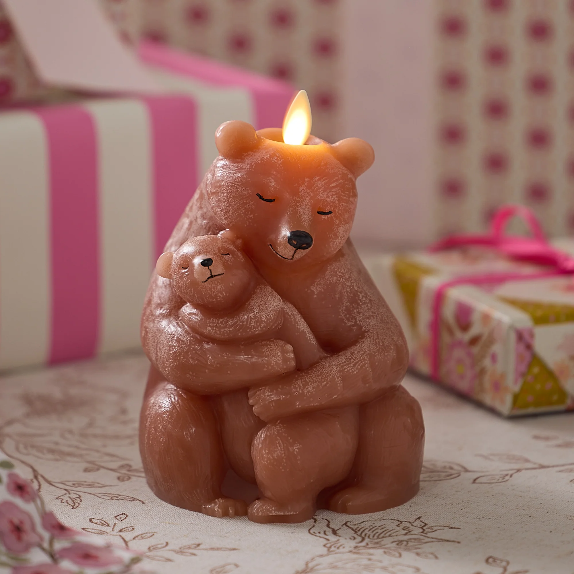 Pecan Brown Mama Bear Flameless Candle