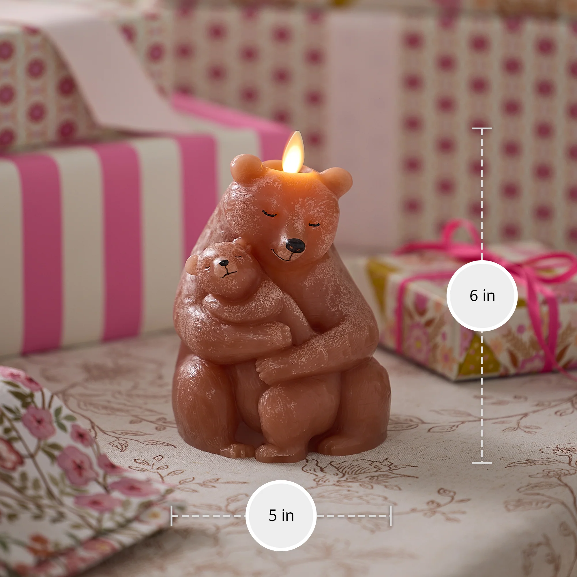 Pecan Brown Mama Bear Flameless Candle - Image 4