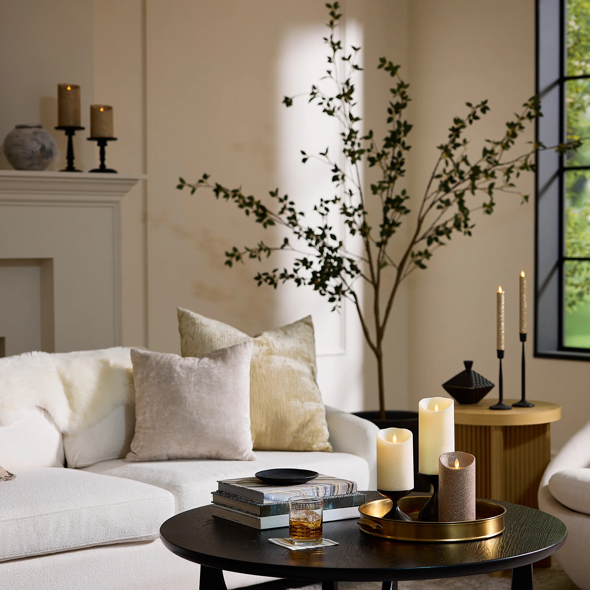 Radiant Ivory Glitter Flameless Candle Pillars - Image 3