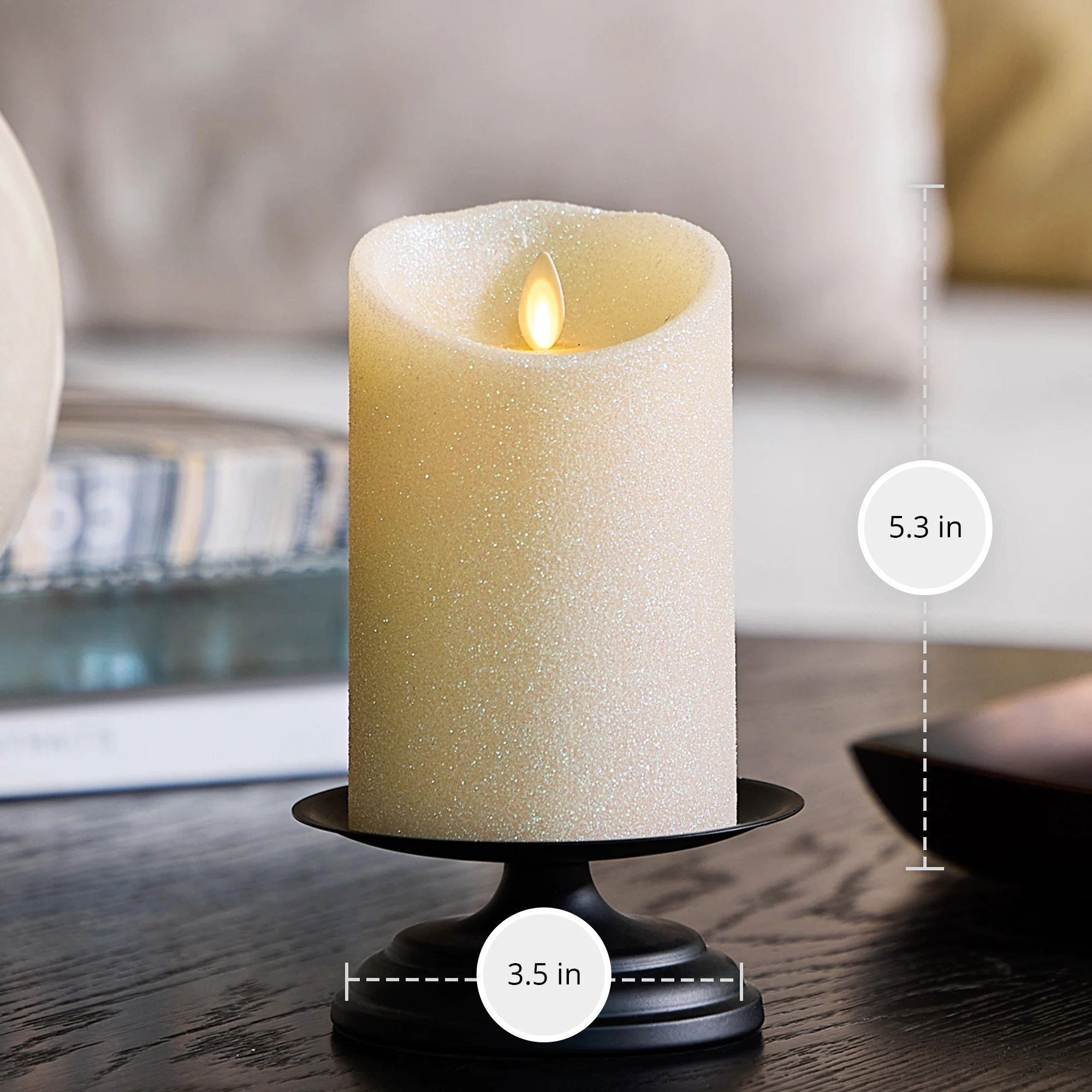 Radiant Ivory Glitter Flameless Candle Pillars - Image 9