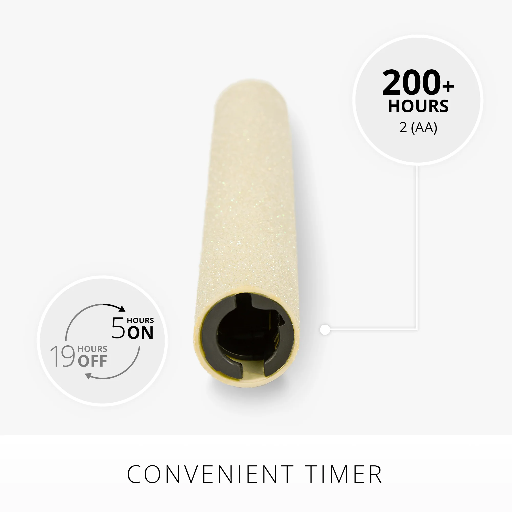 Radiant Ivory Glitter Flameless Candle Taper - Image 4