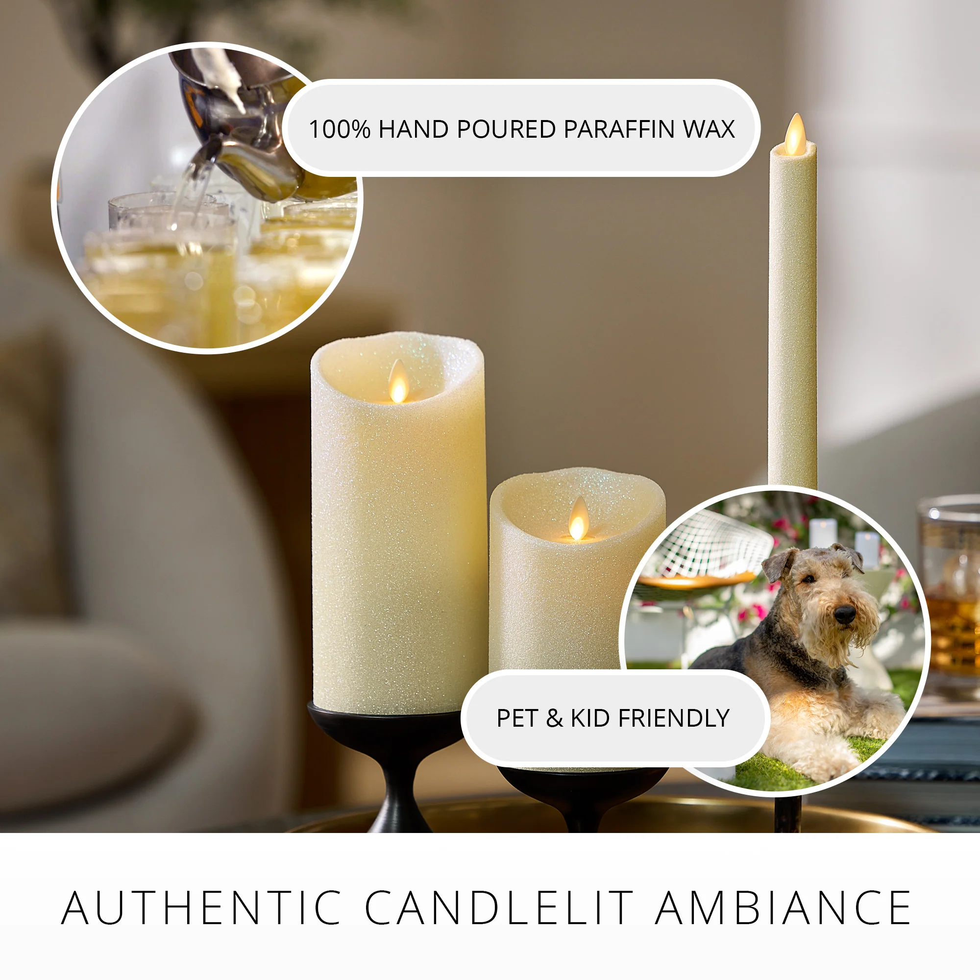 Radiant Ivory Glitter Flameless Candle Taper - Image 6