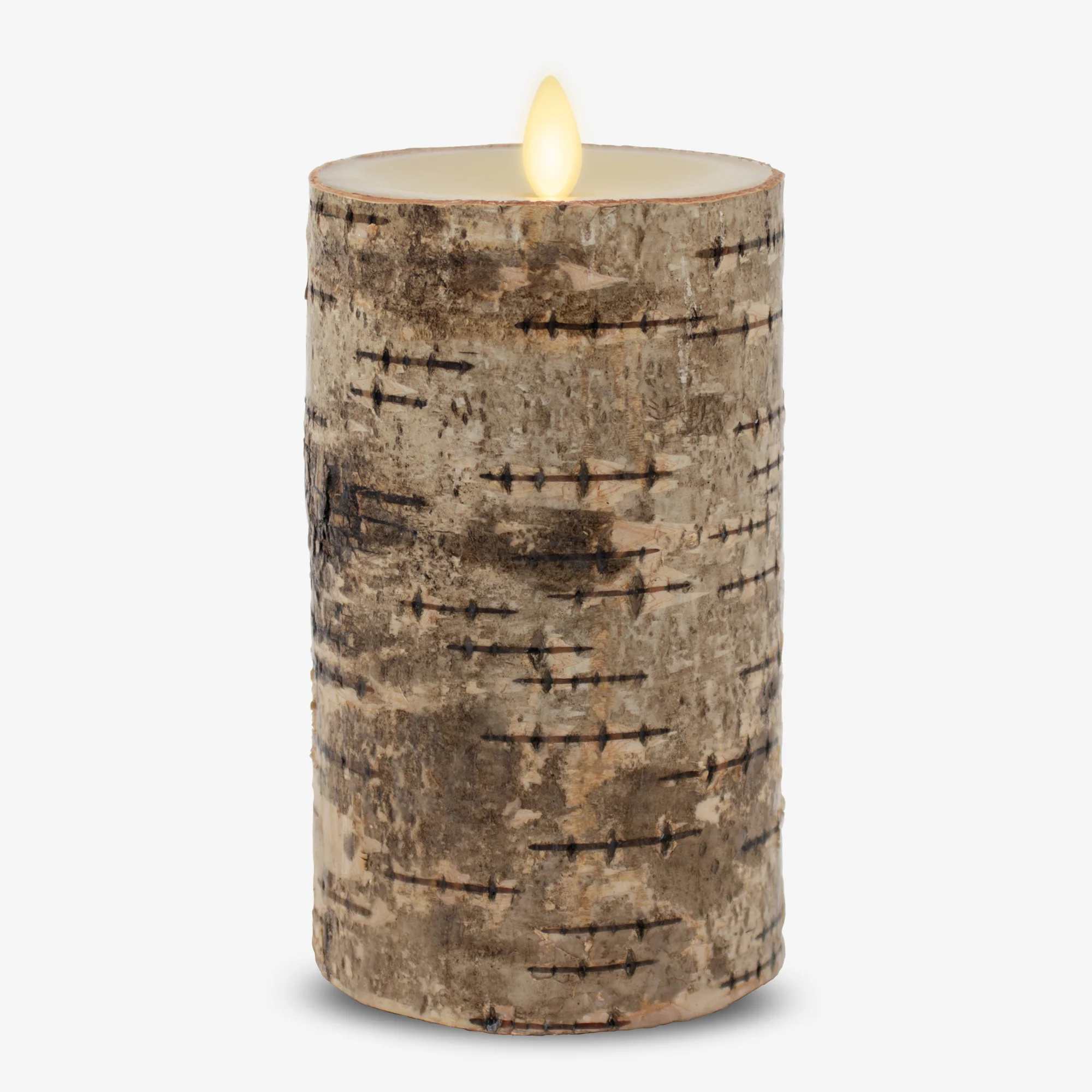 Real Birch Wood Flameless Candle Pillar - Recessed Top - 3.5" Width - Image 9