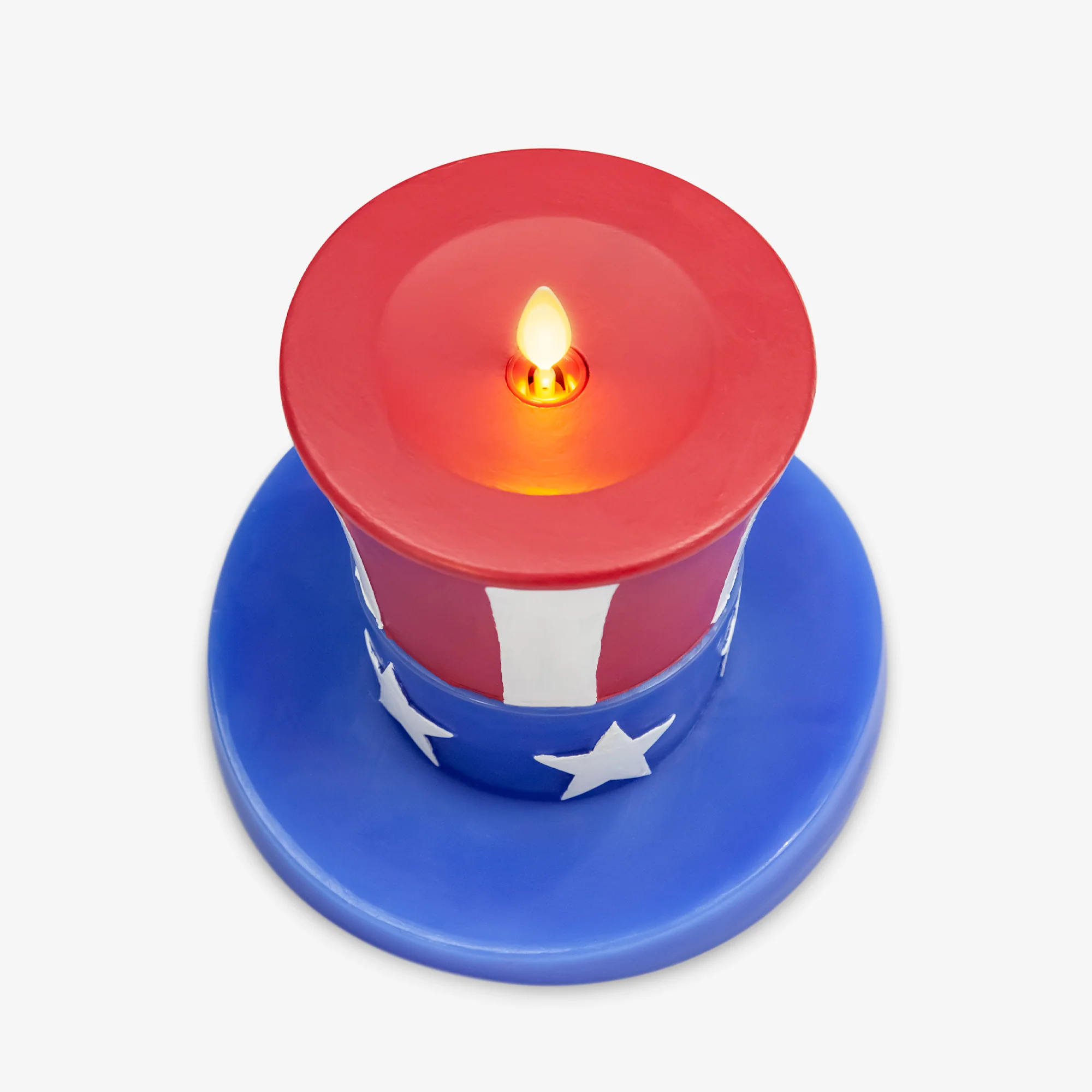 Red, White & Blue Flameless Candle Patriotic Hat - Image 9