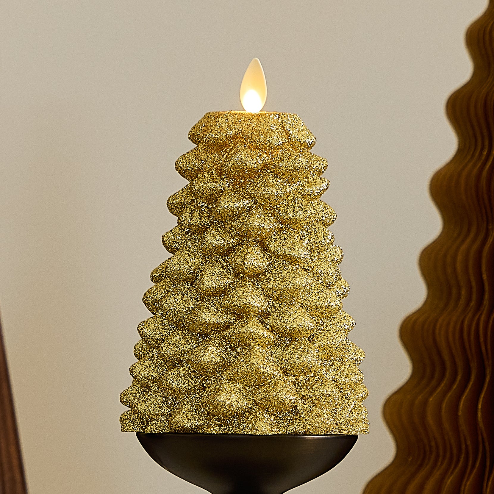 Rich Gold Glitter Flameless Candle North Tree - Image 11