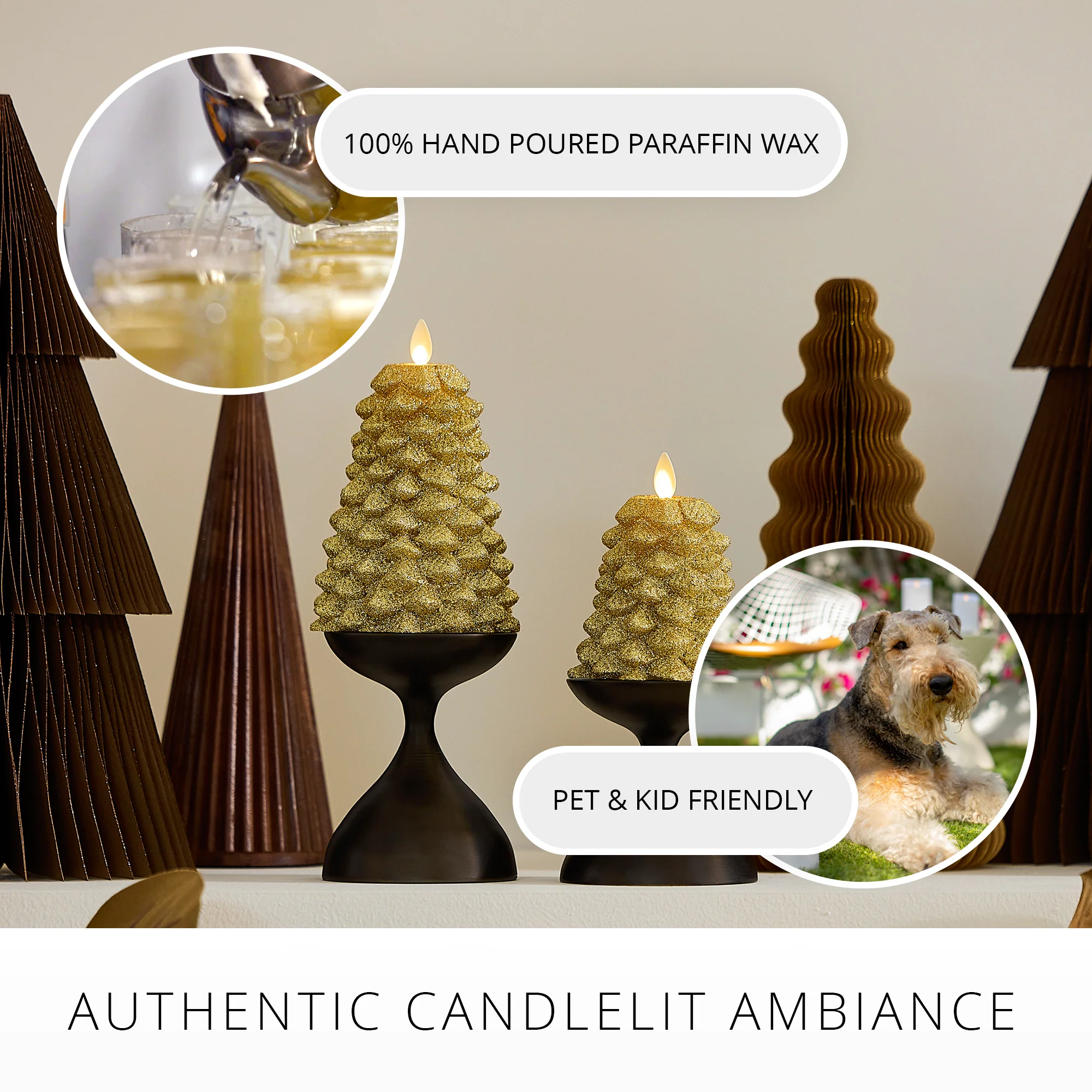 Rich Gold Glitter Flameless Candle North Tree - Image 6