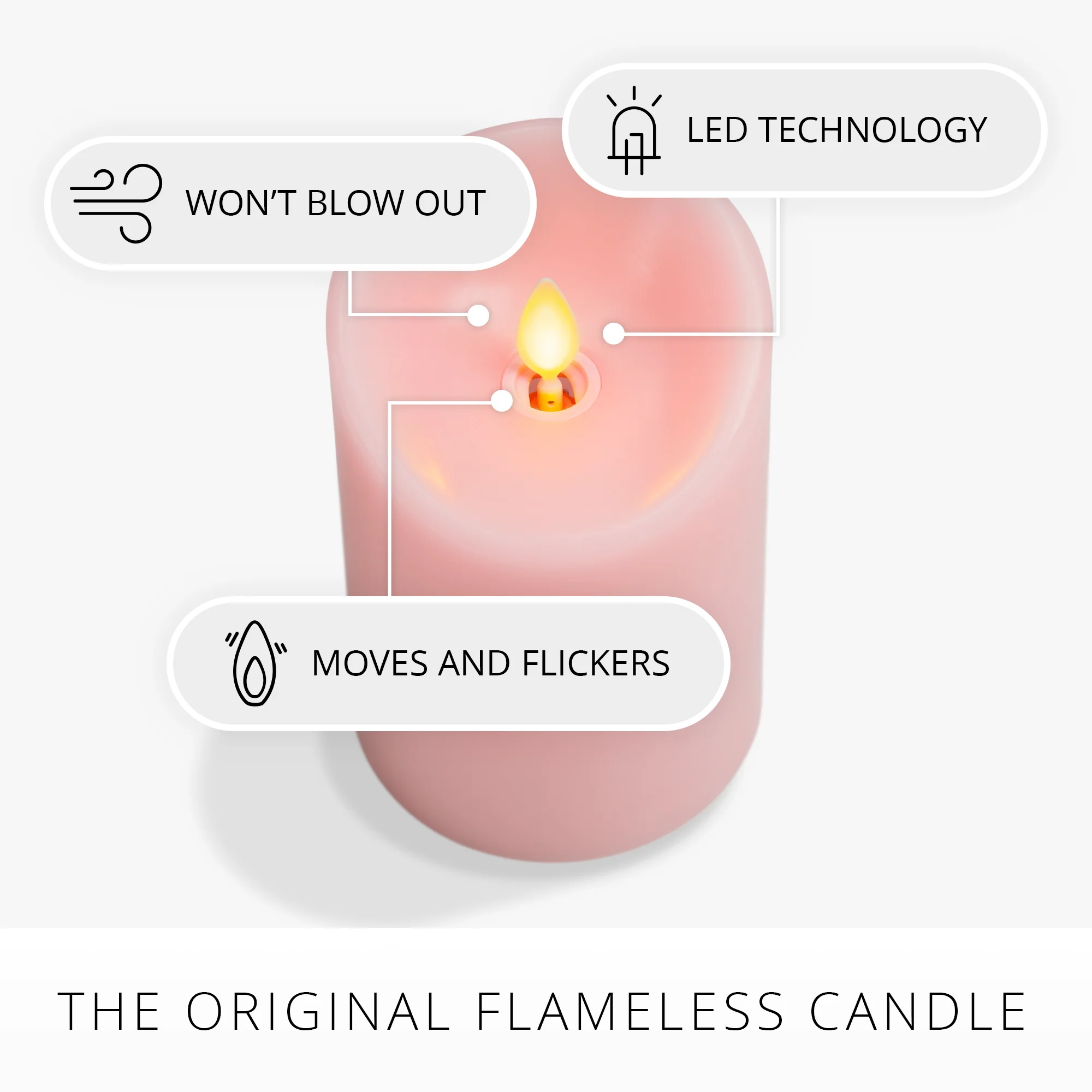 Saga Rose Flameless Candle Pillar - Scallop Top - 3" Width - Image 4