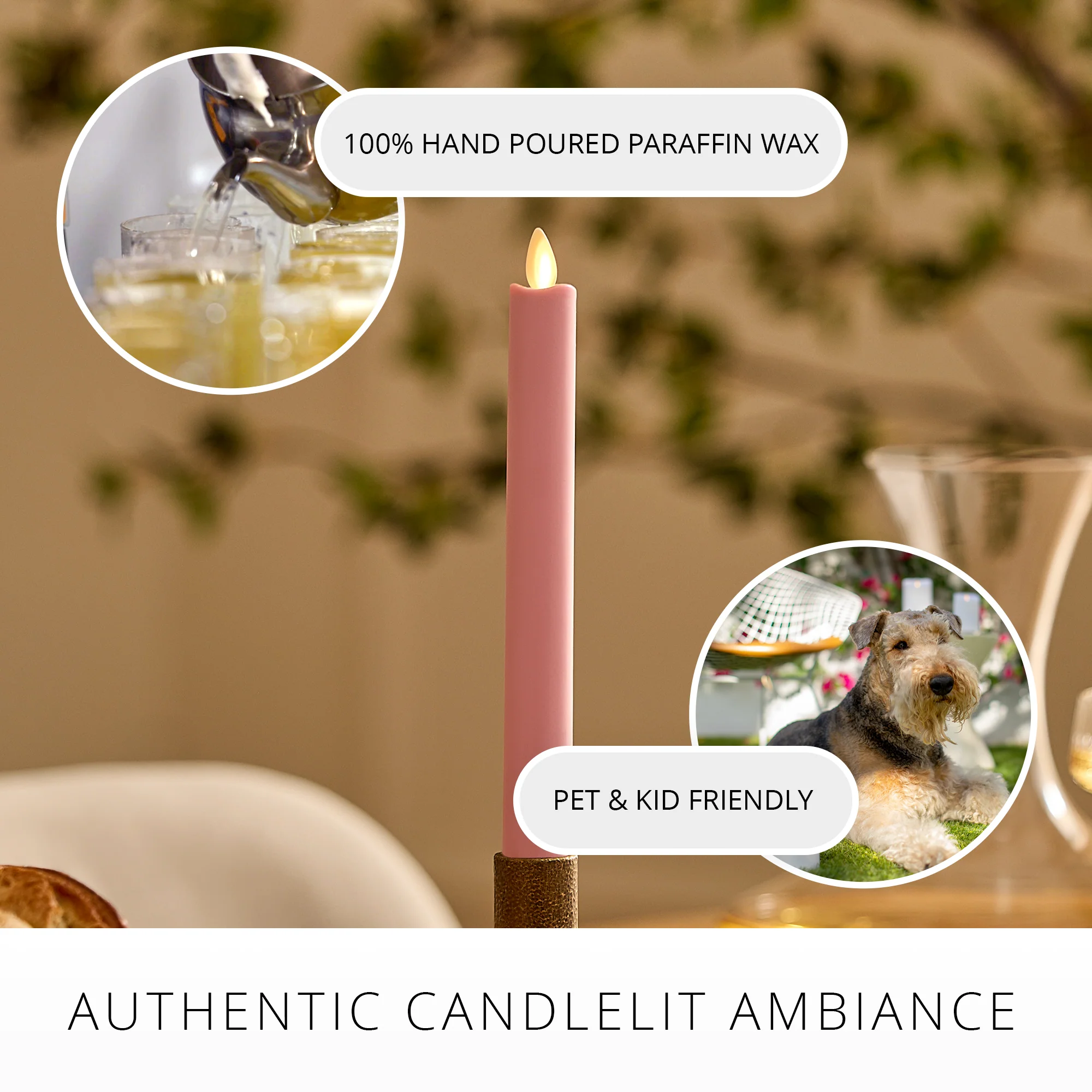 Saga Rose Flameless Candle Taper - Image 4