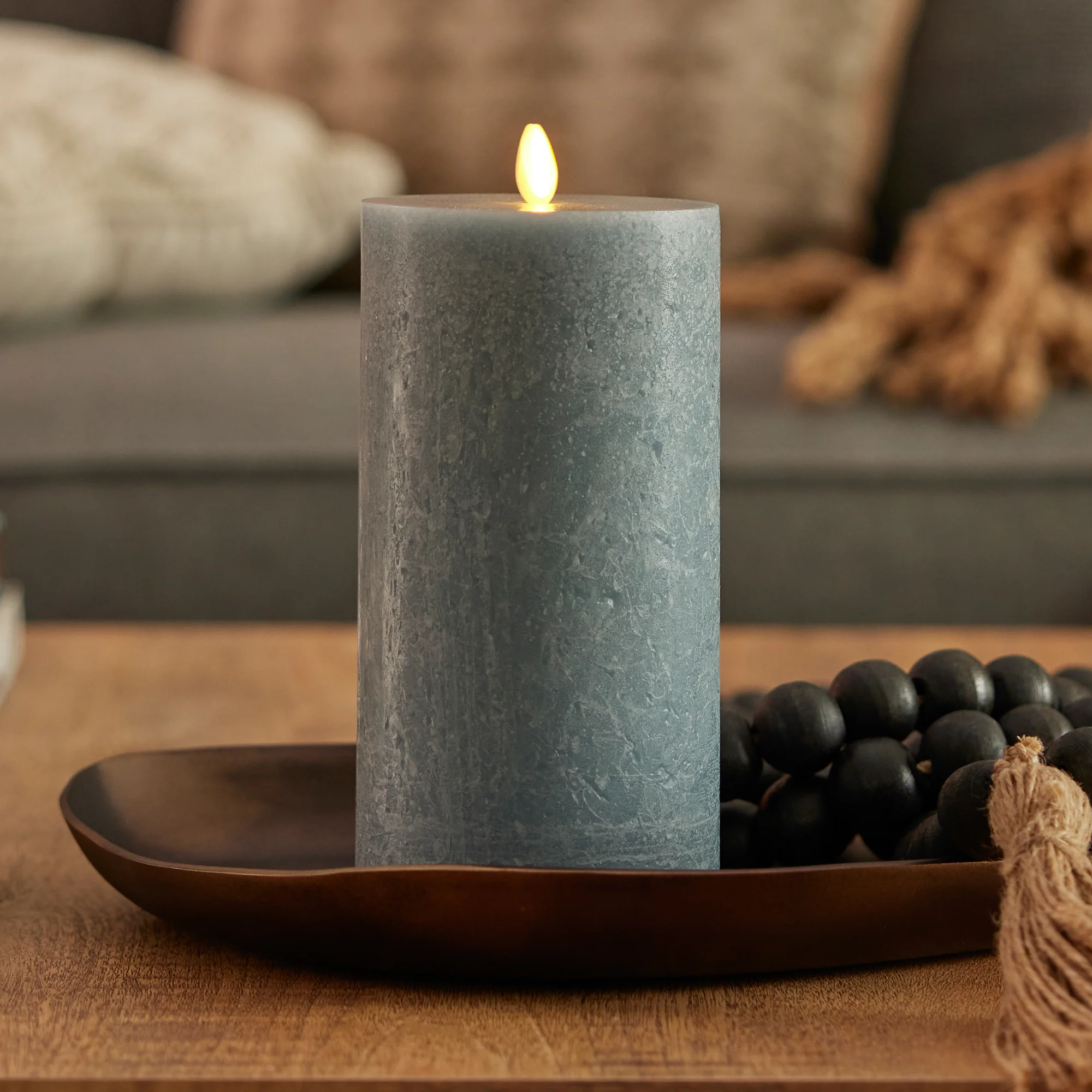 Rechargeable Seaglass Silver Blue Pillar - Image 13