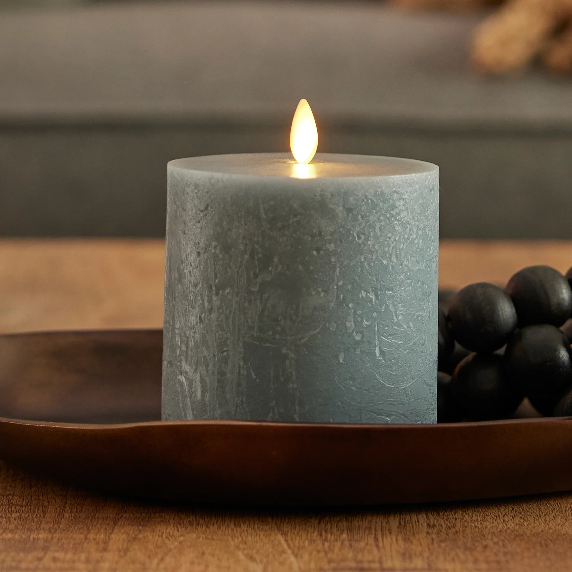 Rechargeable Seaglass Silver Blue Pillar - Image 14