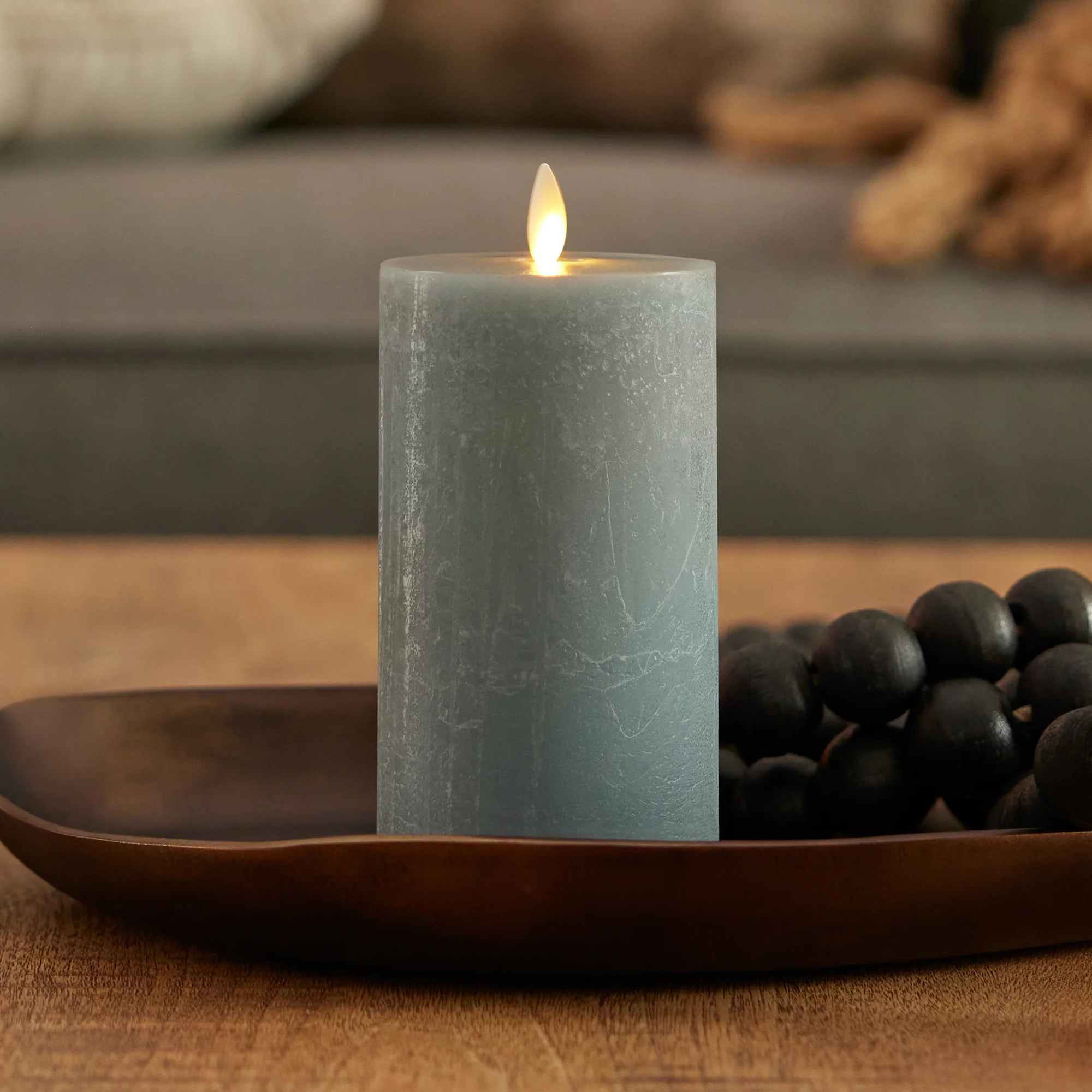 Rechargeable Seaglass Silver Blue Pillar - Image 15
