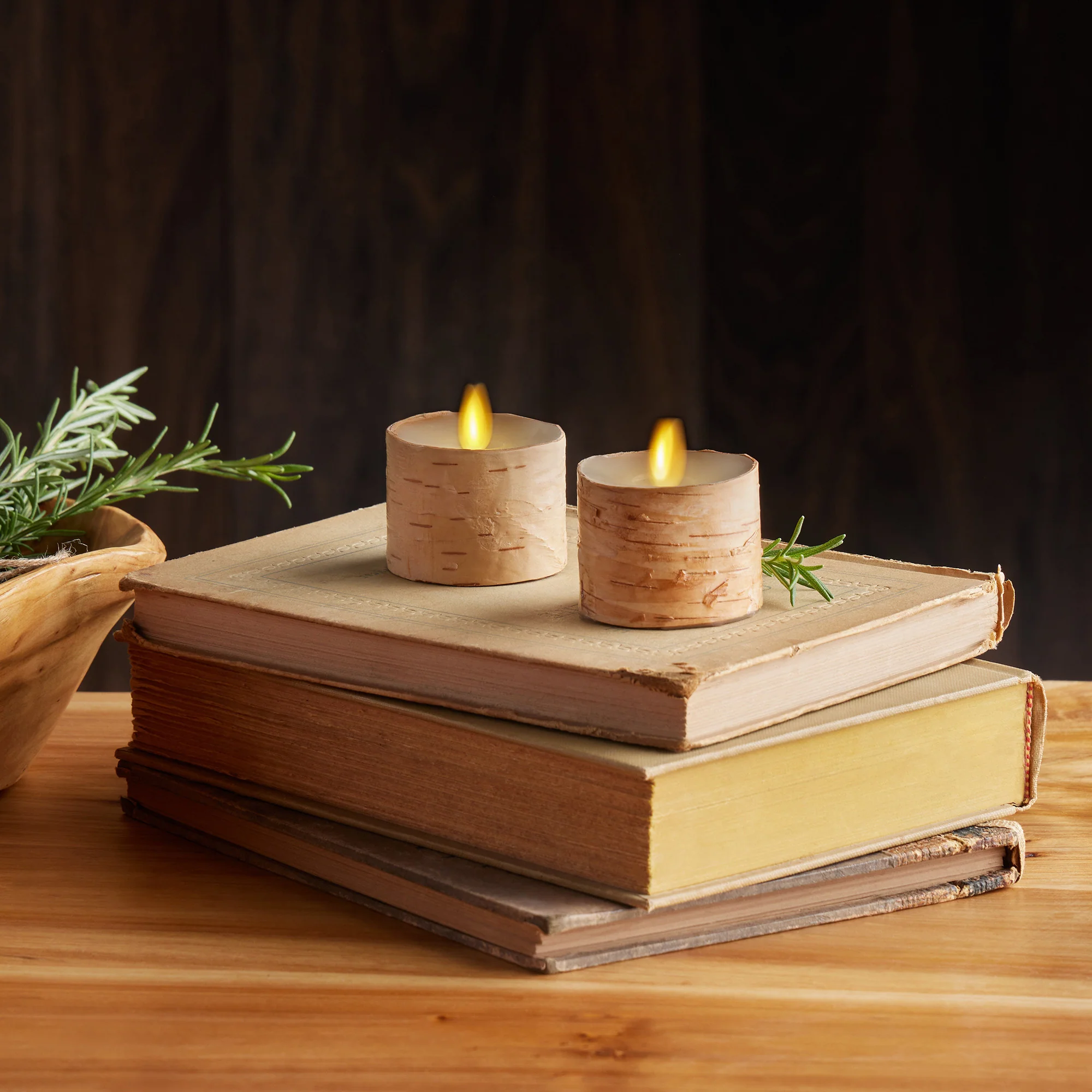 Real Birch Flameless Candle Tealights - Recessed Top - Set of 2 - Image 3