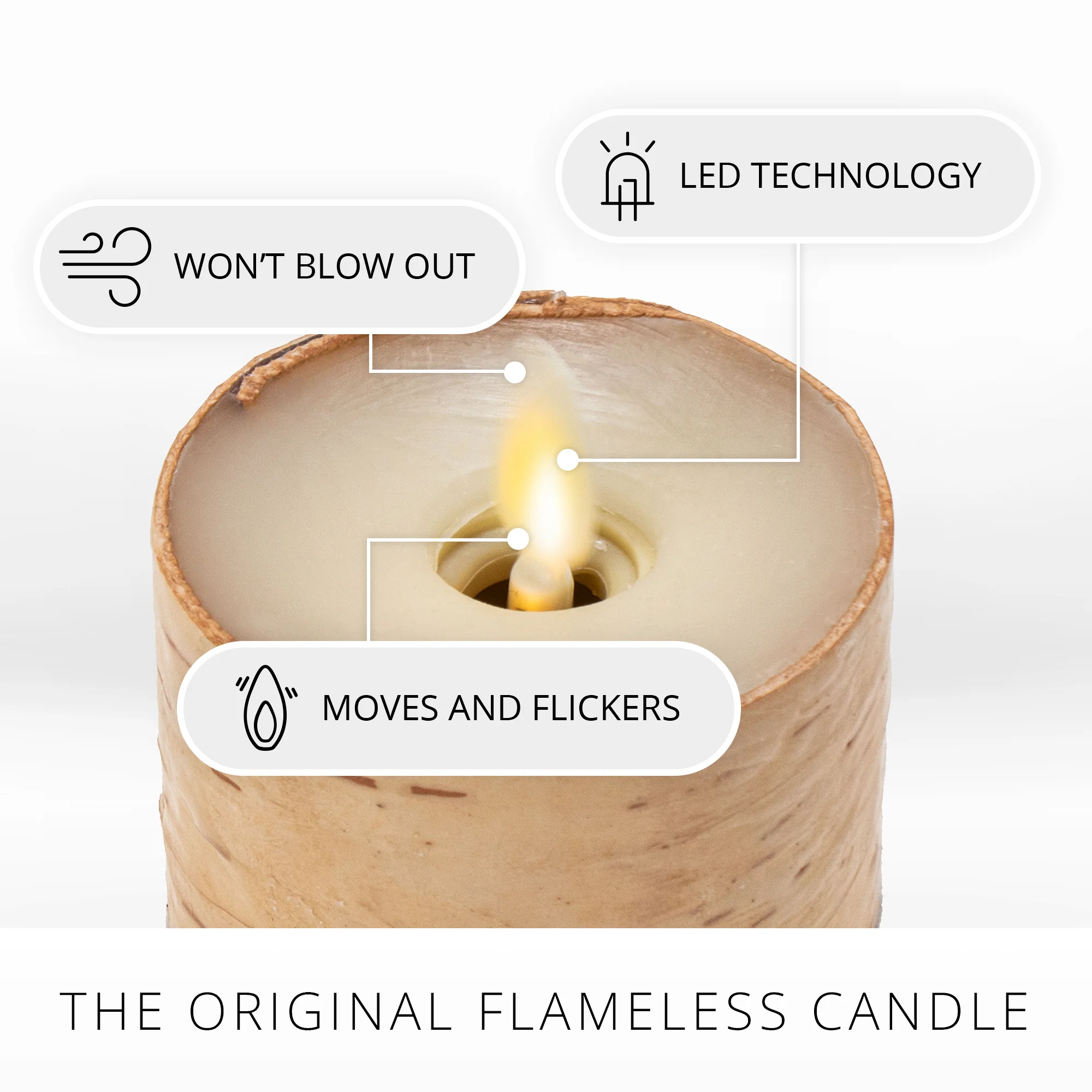 Real Birch Flameless Candle Tealights - Recessed Top - Set of 2 - Image 5