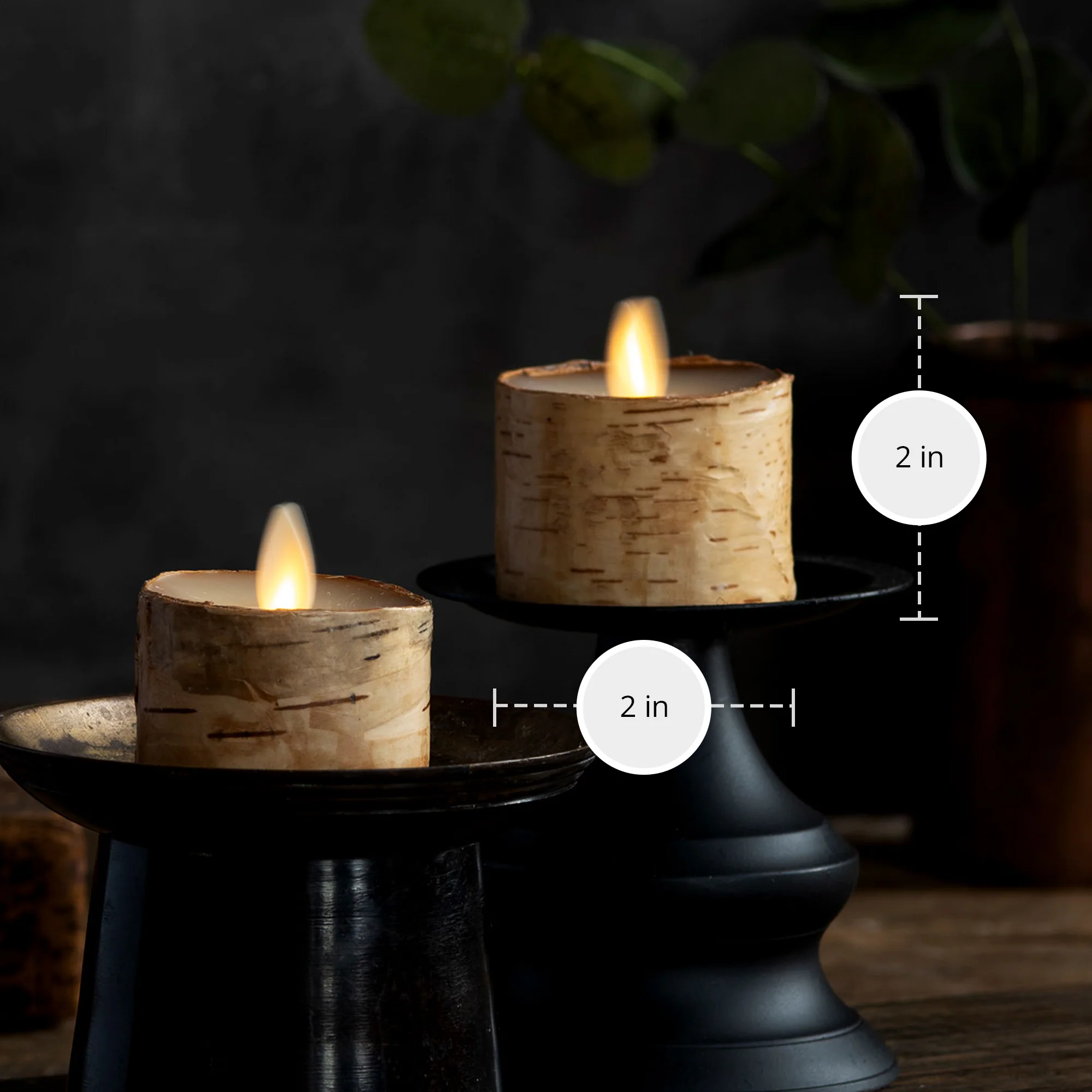 Real Birch Flameless Candle Tealights - Recessed Top - Set of 2 - Image 6