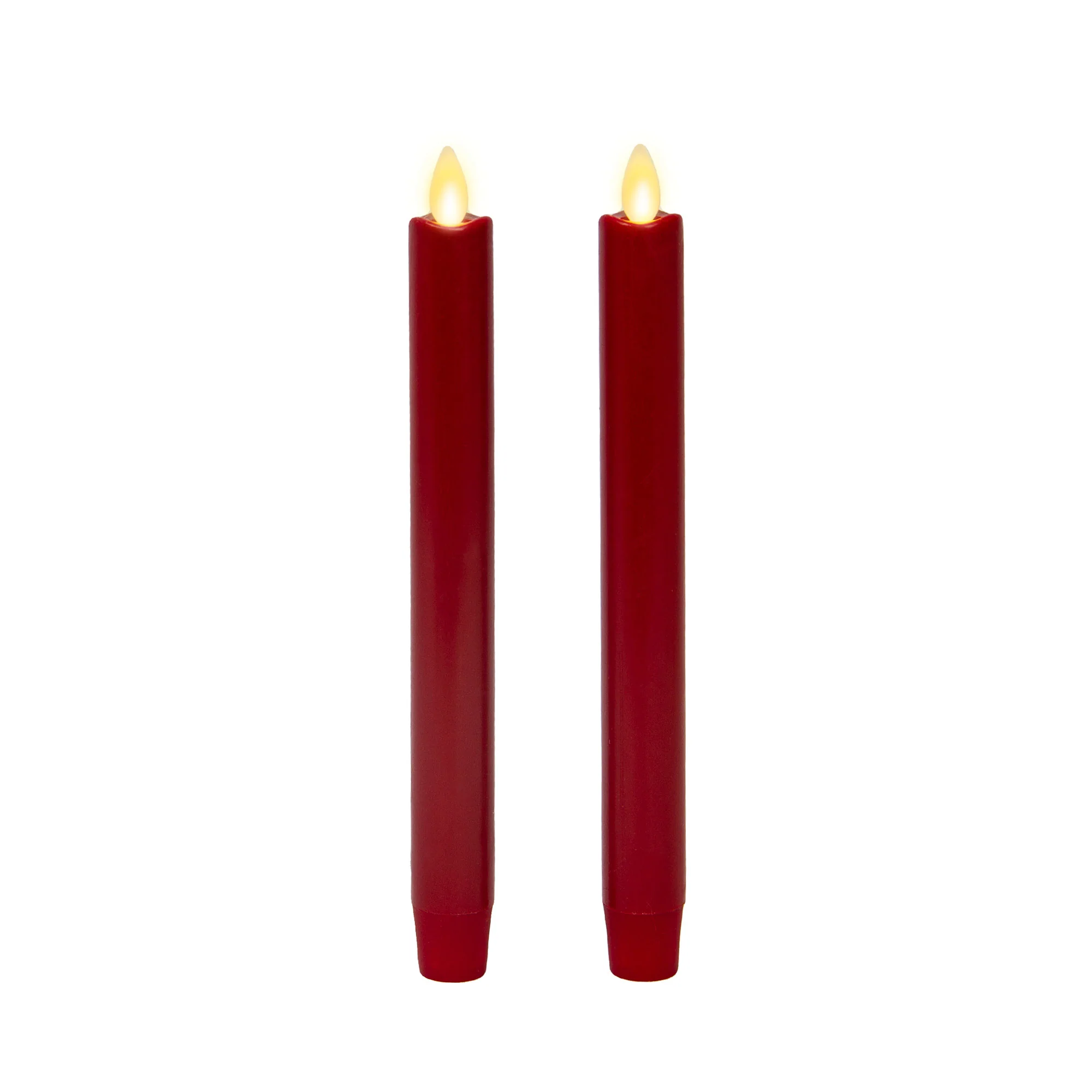 Burgundy Flameless Candle Tapers - Melted Top - 9.5" Height - Set of 2 - Image 3