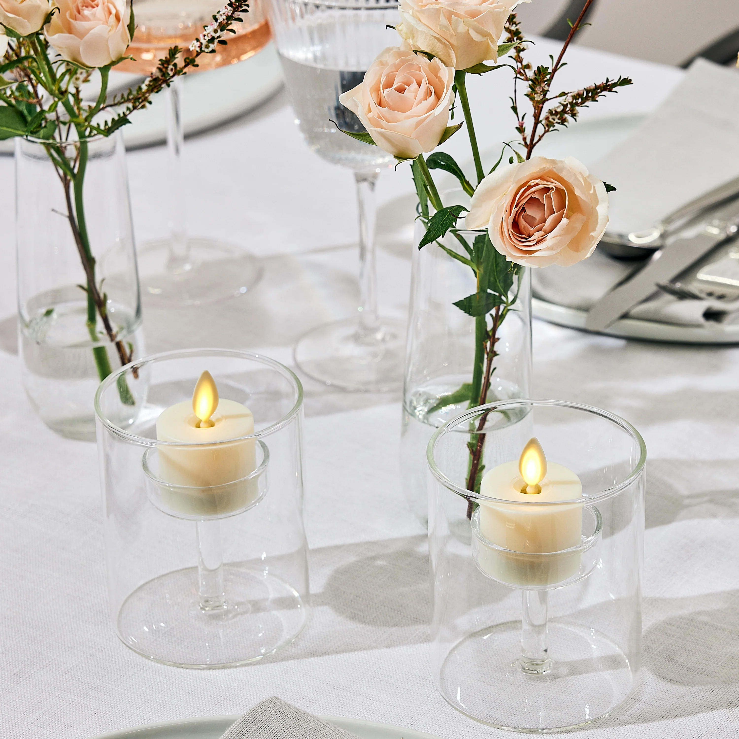 Pearl Ivory Flameless Candle Tealights - Flat Top - Set of 2 - Image 2