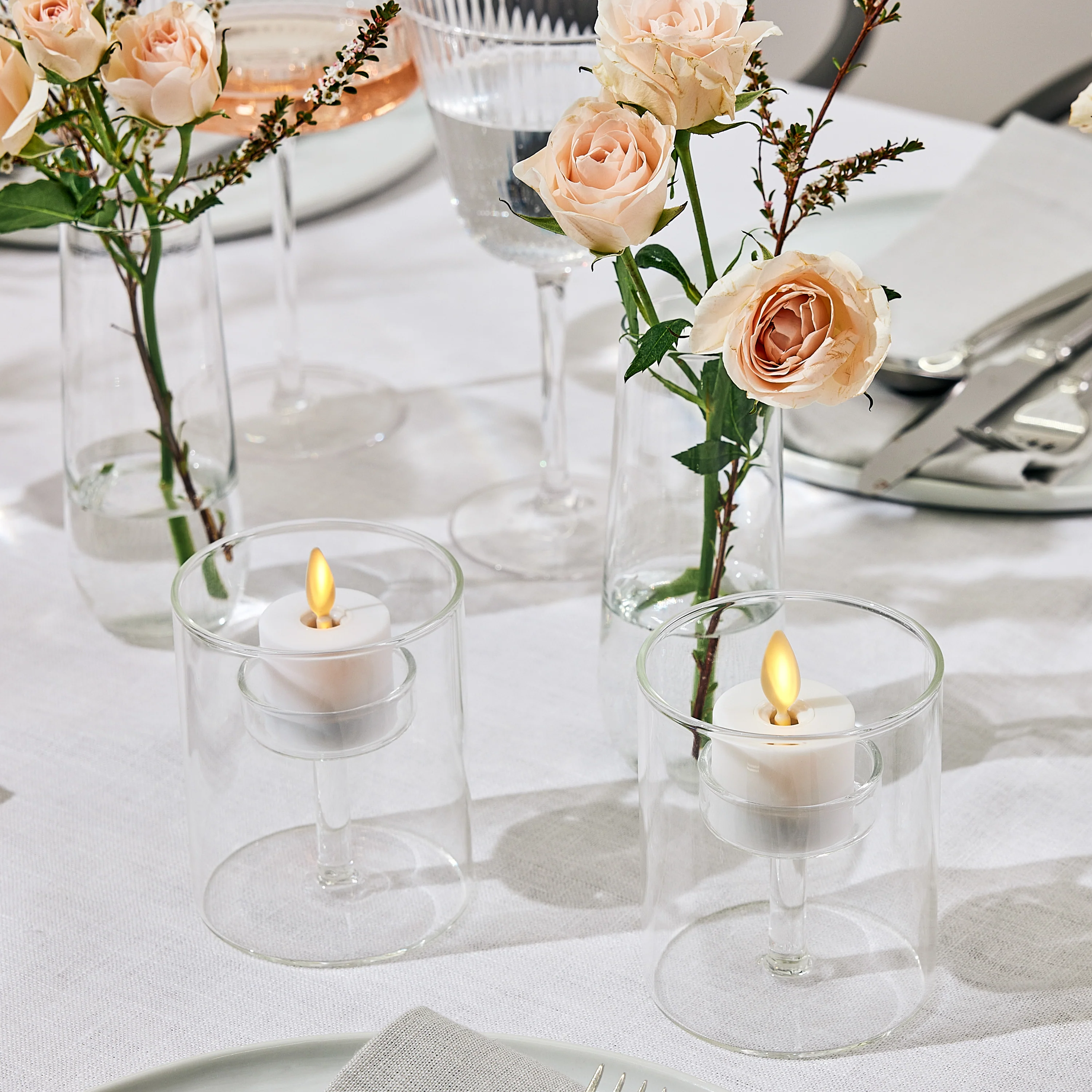 White Flameless Candle Tealights - Flat Top - Set of 2 - Image 2