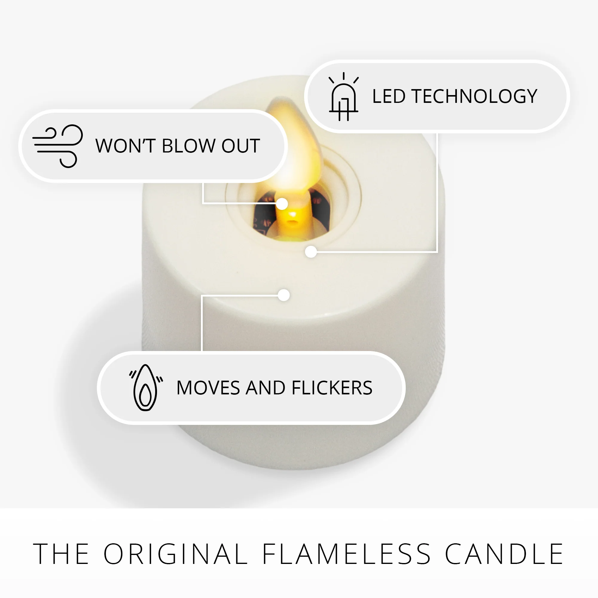 White Flameless Candle Tealights - Flat Top - Set of 2 - Image 4