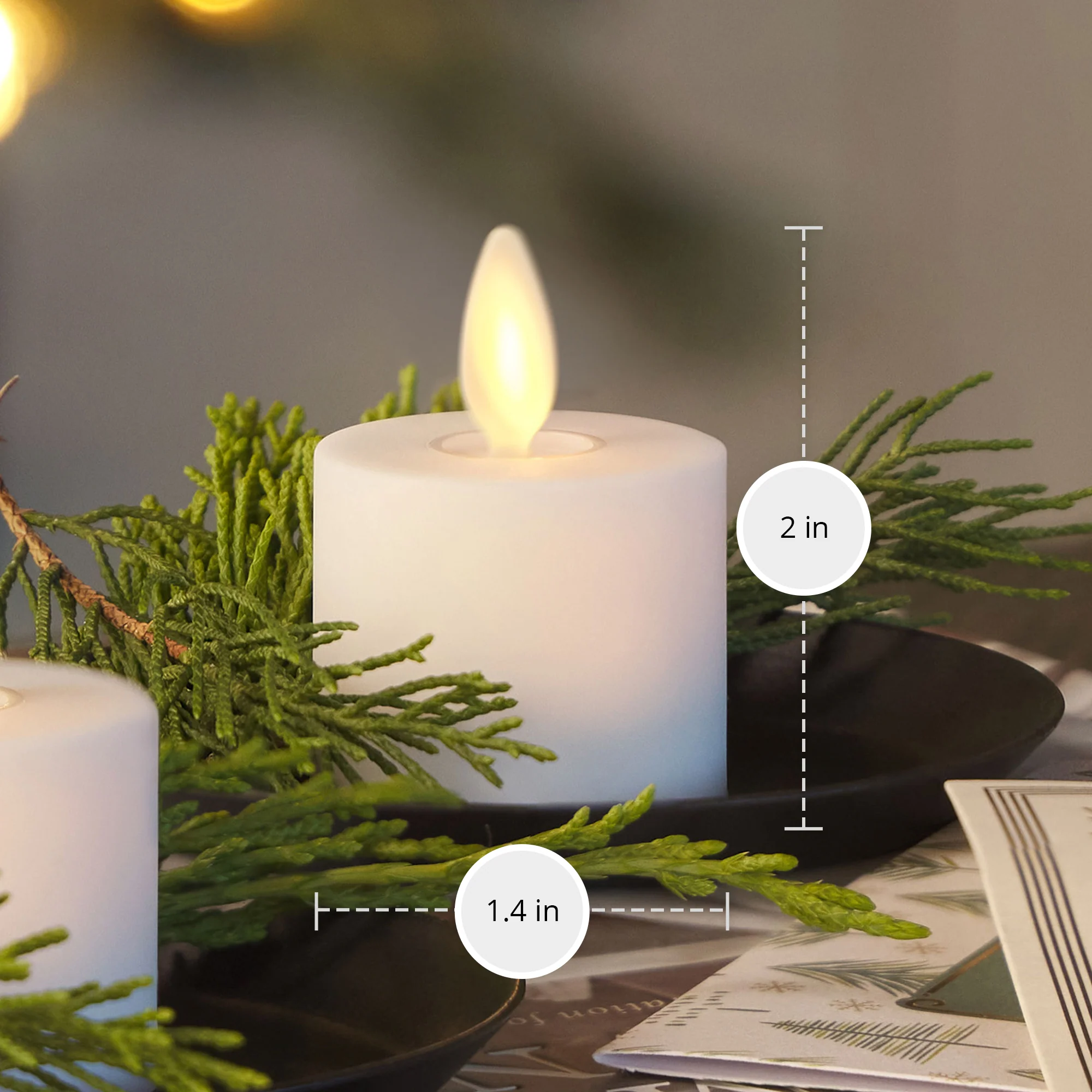 White Flameless Candle Tealights - Flat Top - Set of 2 - Image 6