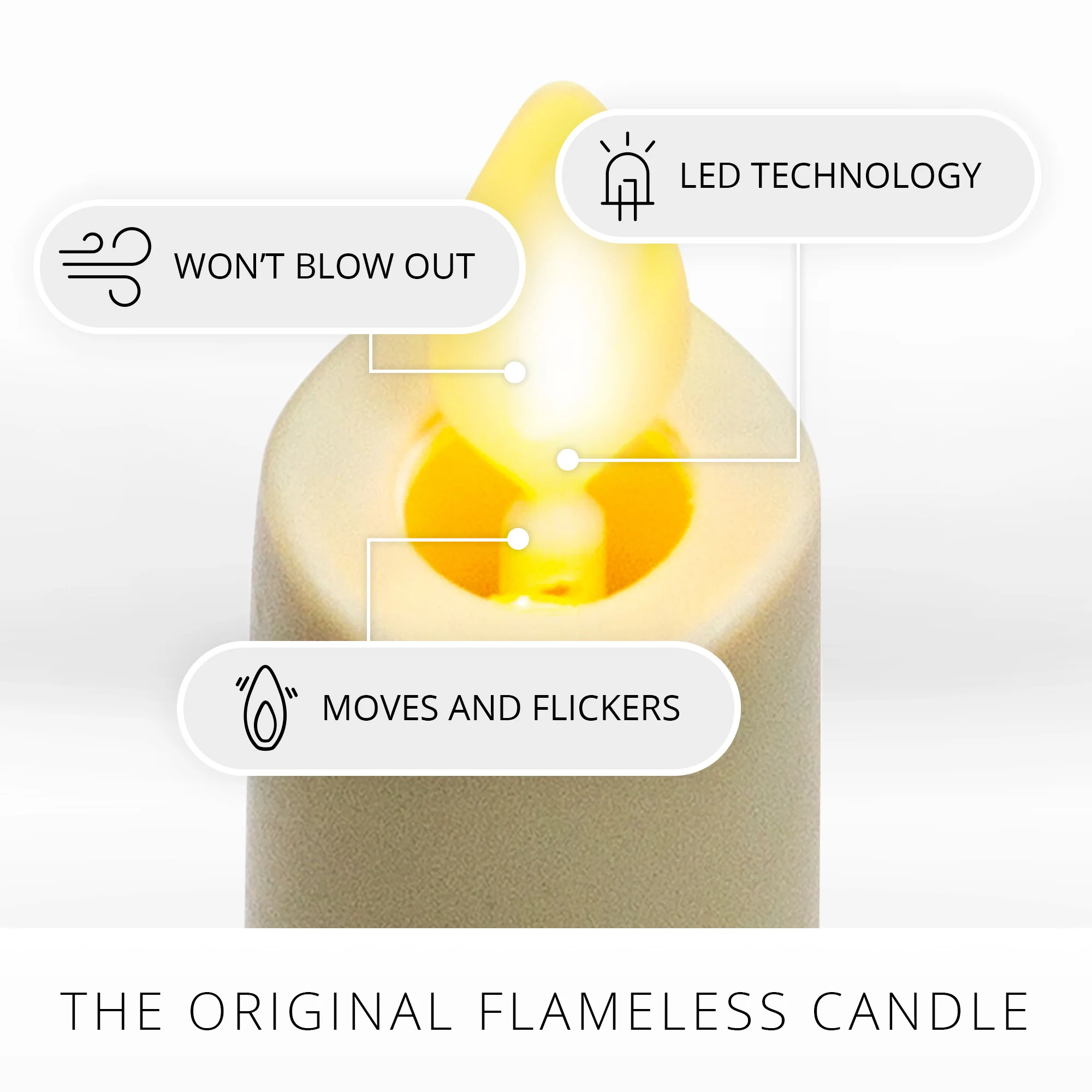 White Flameless Candle Tapers - Melted Top - 9.5" Height - Set of 2 - Image 5