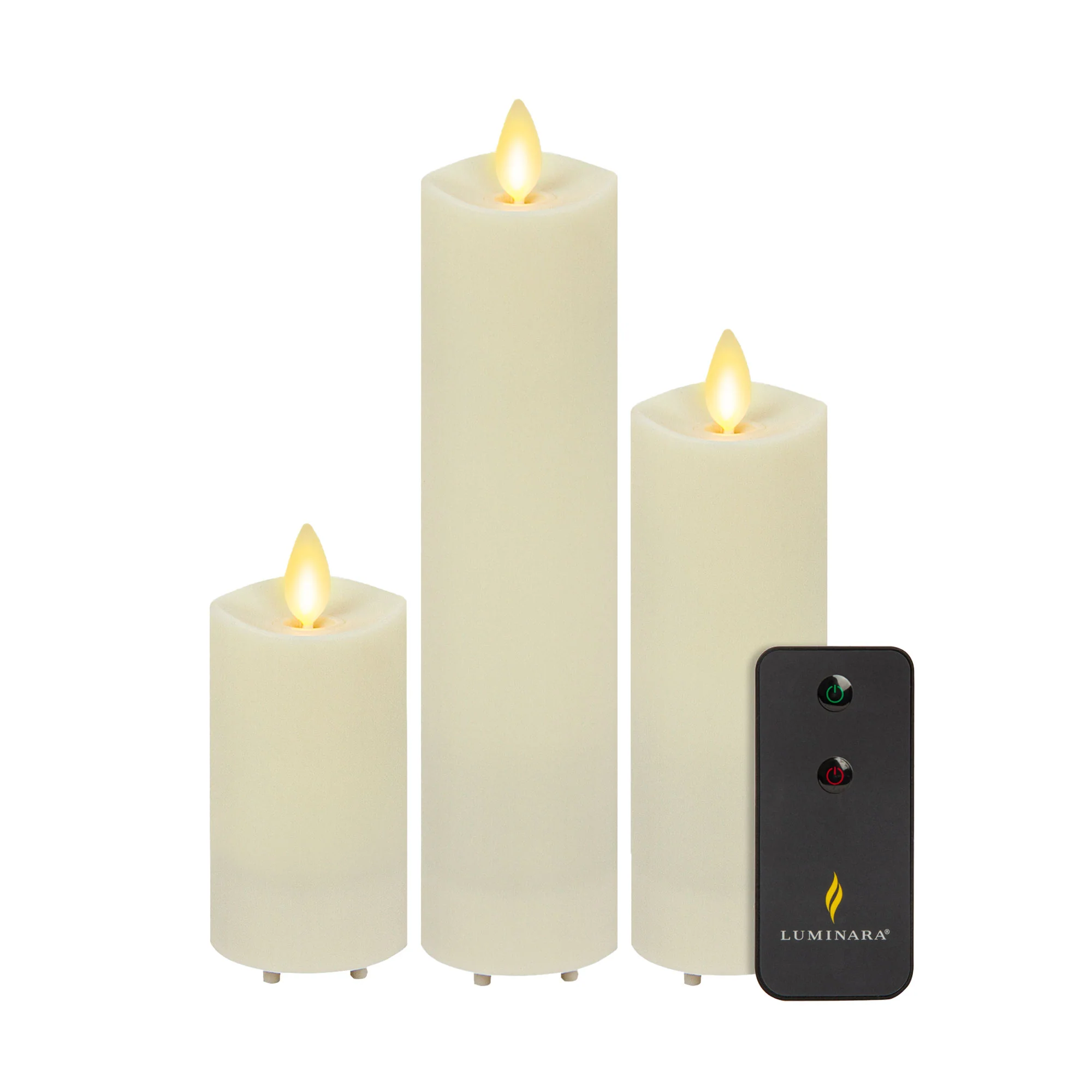 Set of 3 Pearl Ivory Outdoor Flameless Candle Slim Pillars with Remote - Melted Top - Image 10
