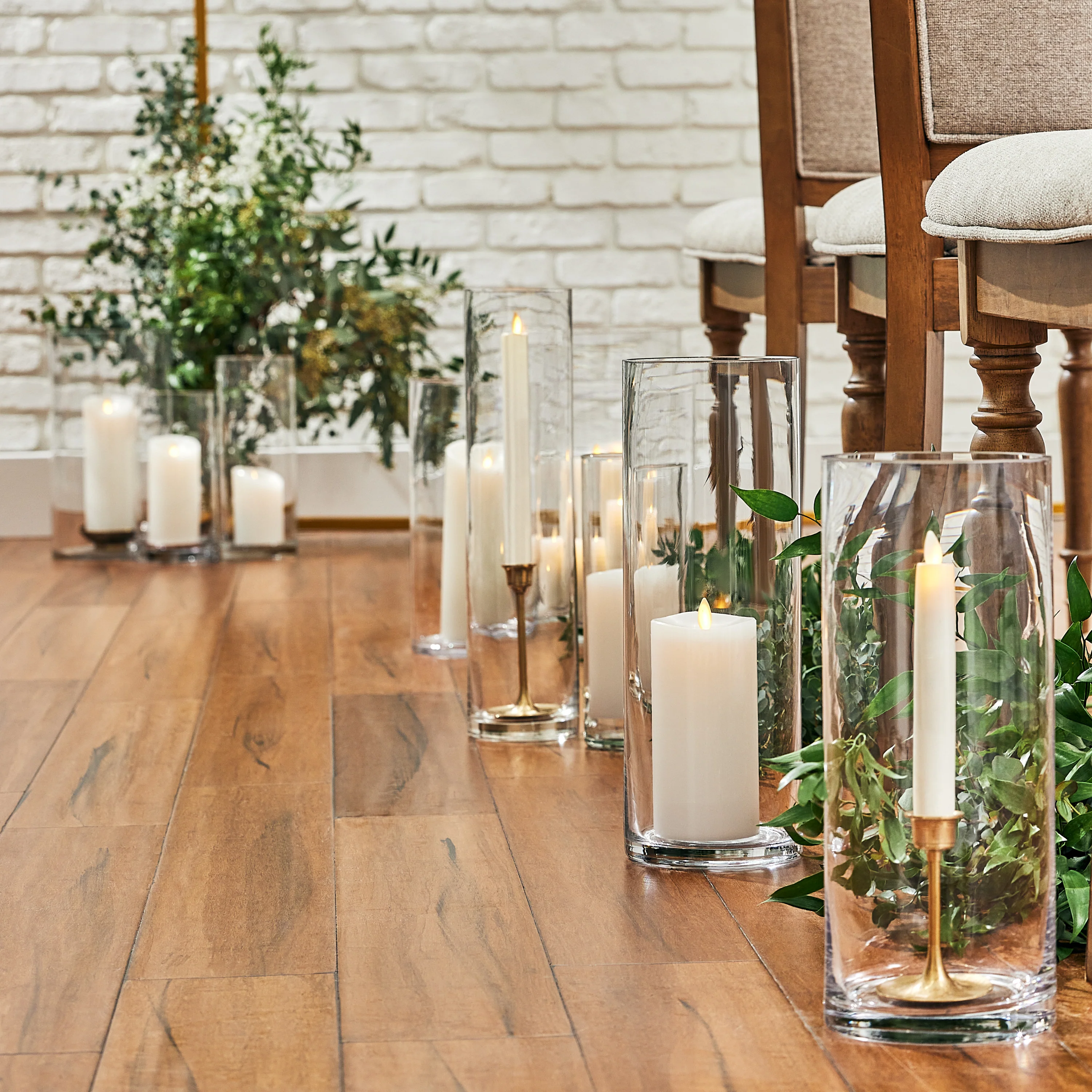 White Flameless Candle Pillars with Remote - Melted Top - Set of 3 - Image 8