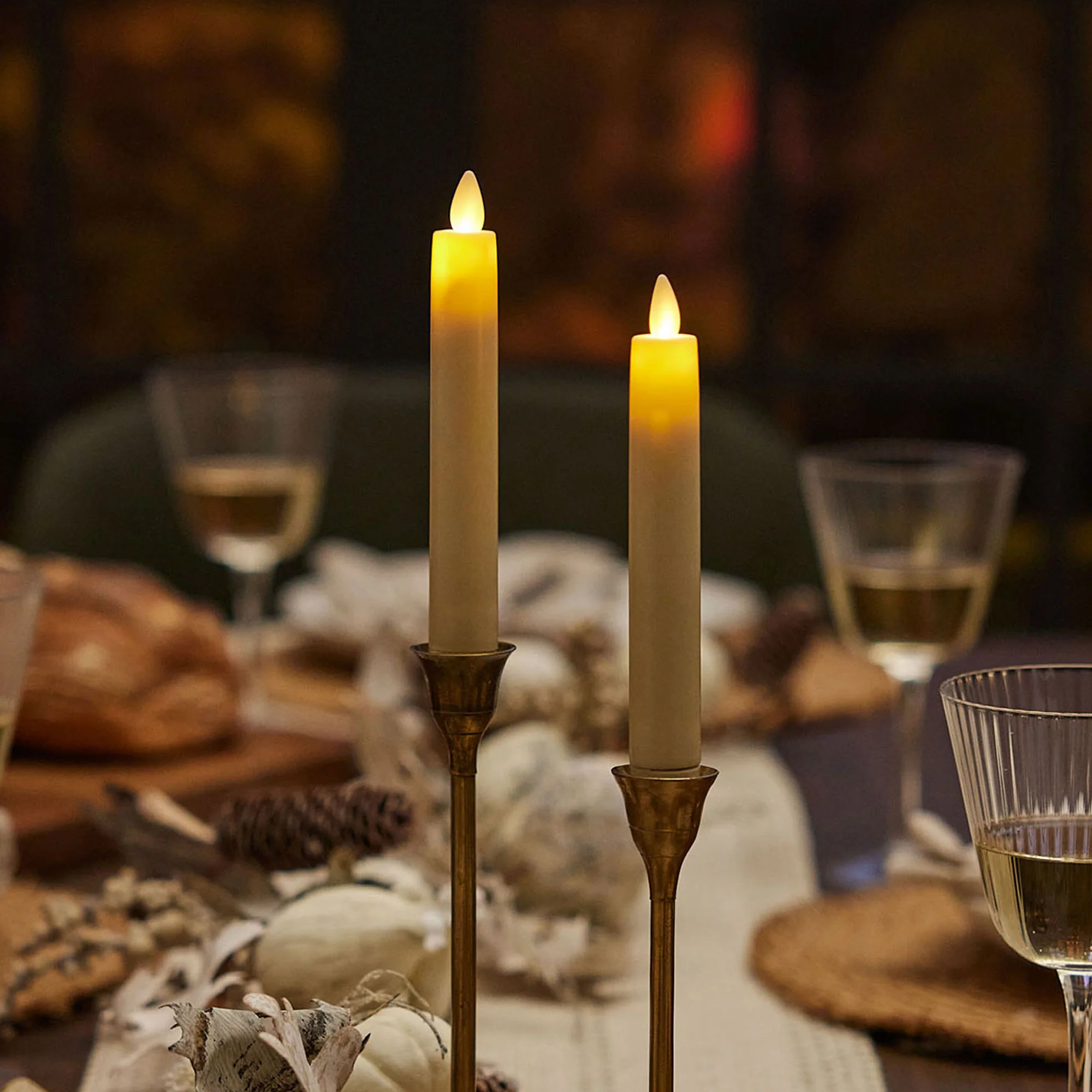 Ivory Flameless Candle Tapers - Flat Top - 6.75" Height - Set of 2 - Image 3