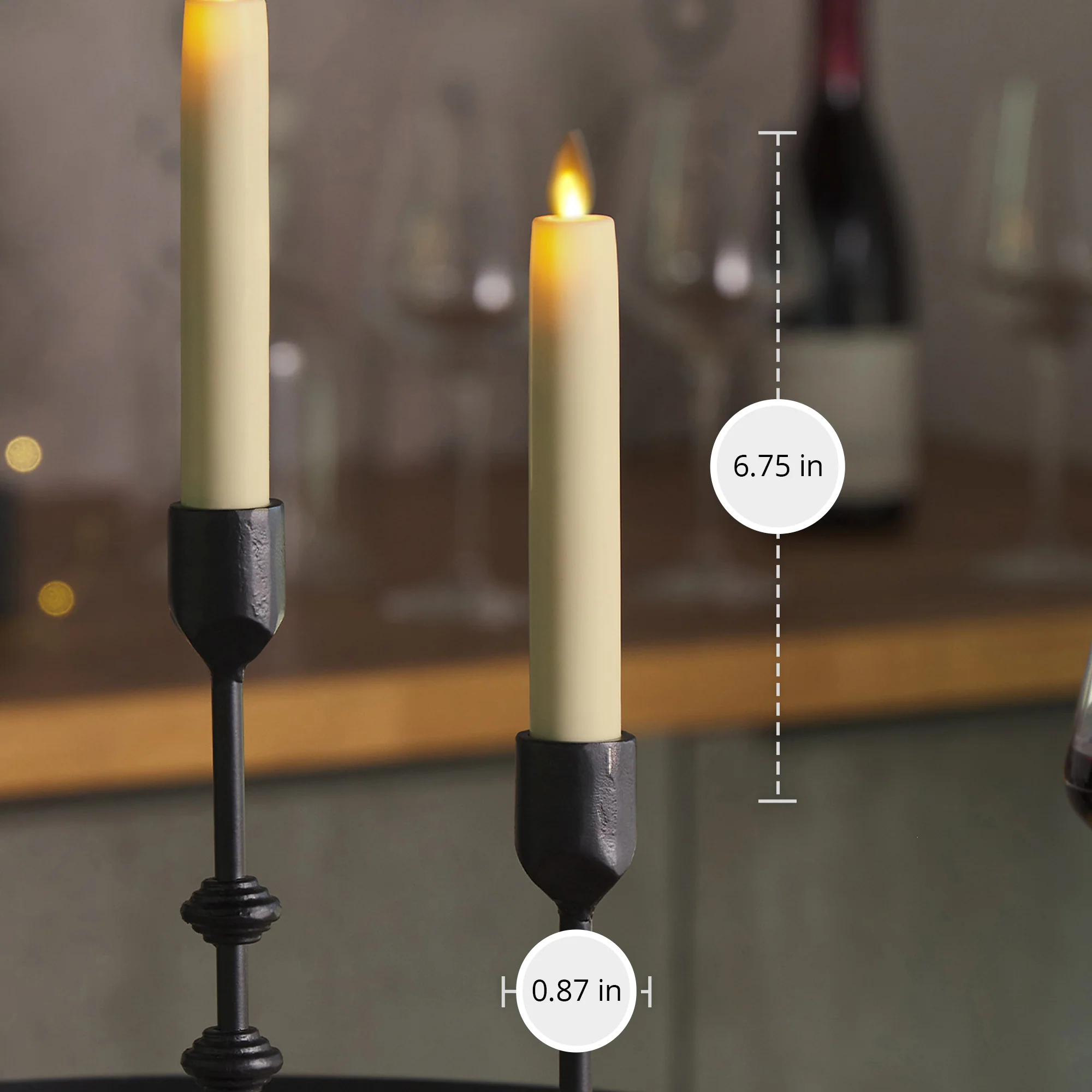 Ivory Flameless Candle Tapers - Flat Top - 6.75" Height - Set of 2 - Image 6