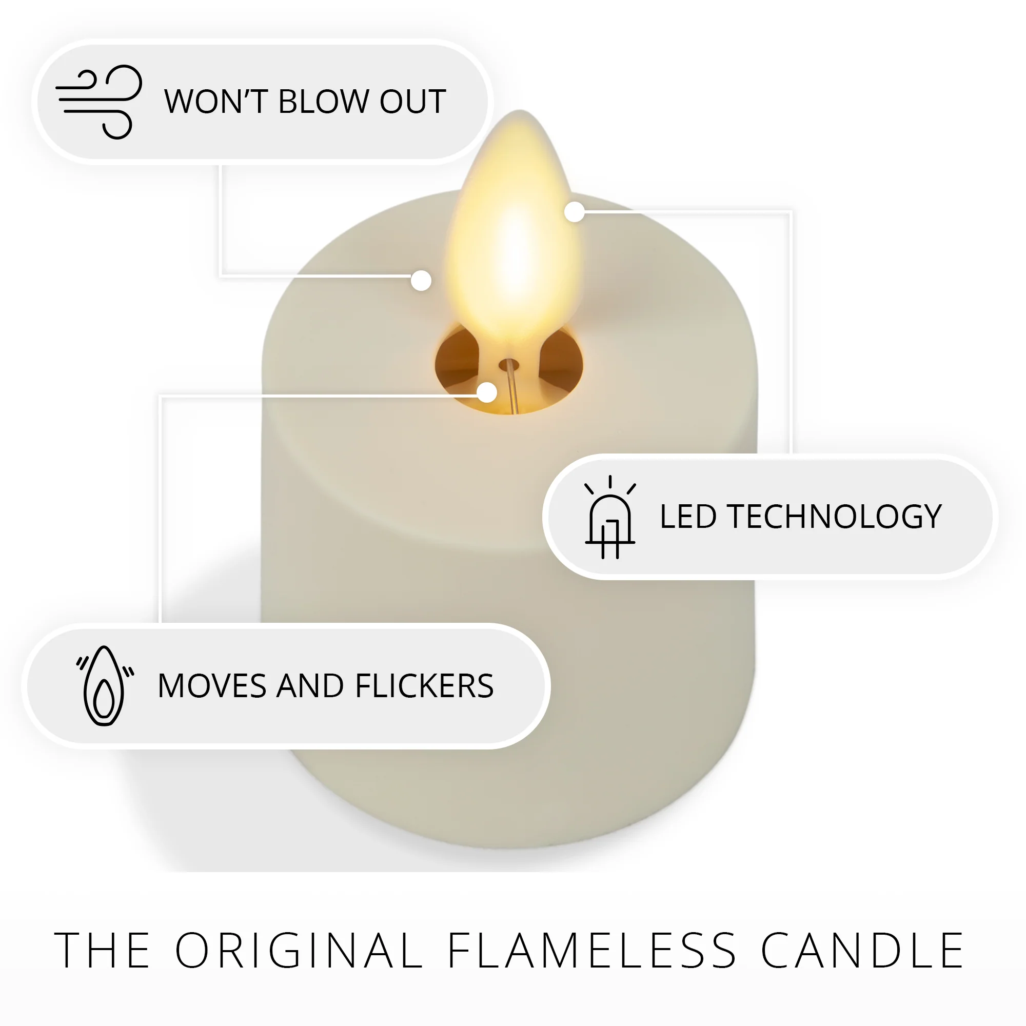 Set of 2 Pearl Ivory Flameless Candle Tealights - Extended Battery Life - Image 3