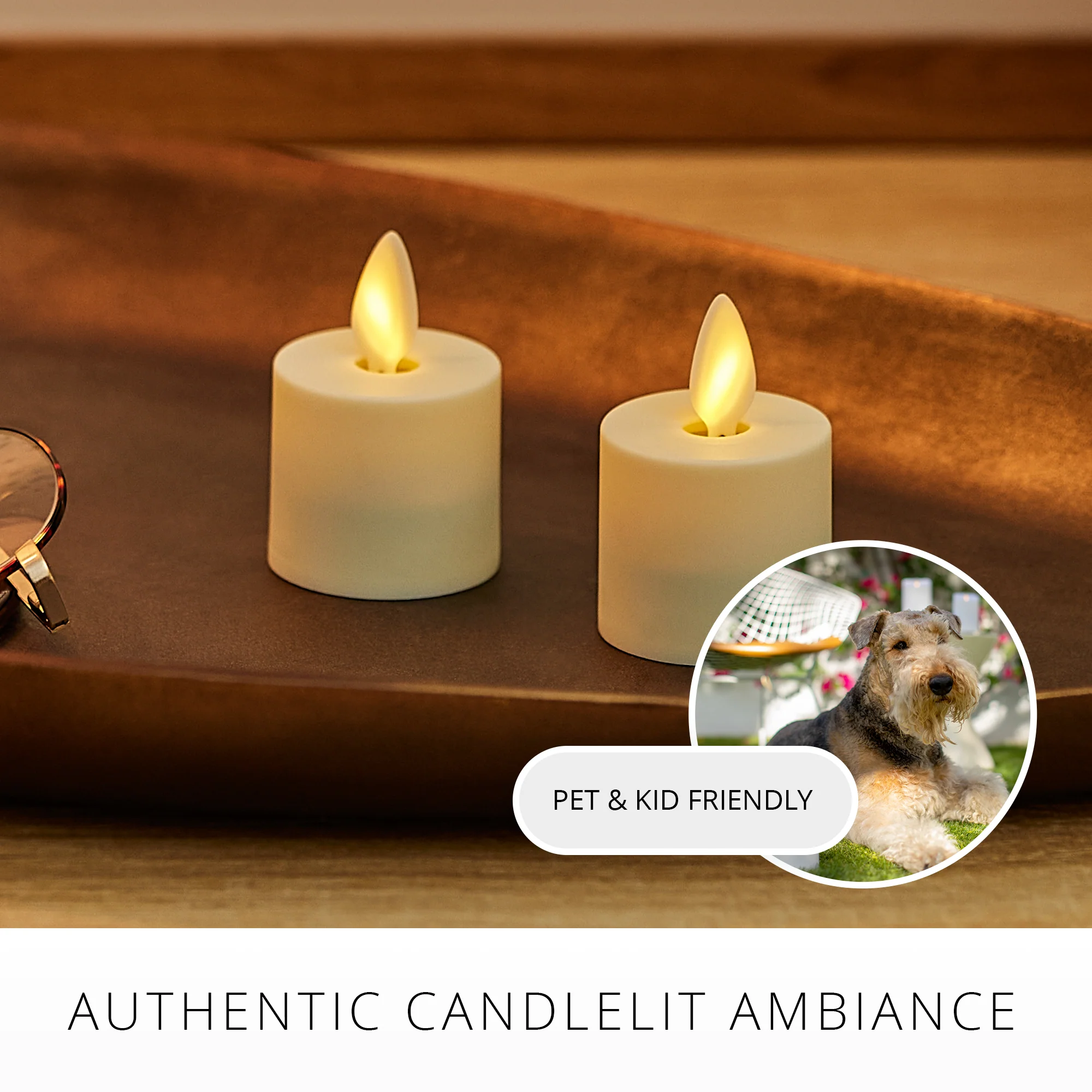 Set of 2 Pearl Ivory Flameless Candle Tealights - Extended Battery Life - Image 4