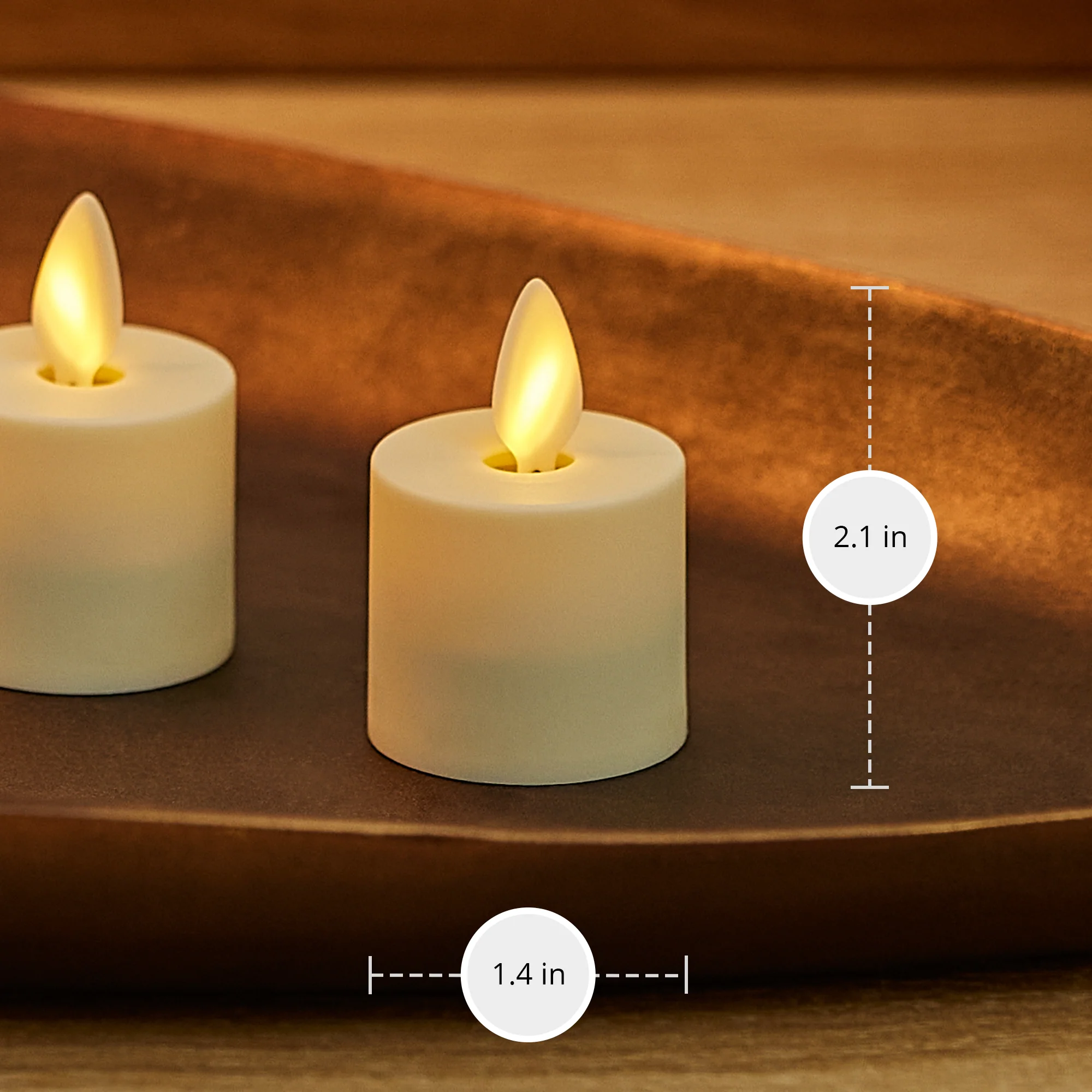 Set of 2 Pearl Ivory Flameless Candle Tealights - Extended Battery Life - Image 5