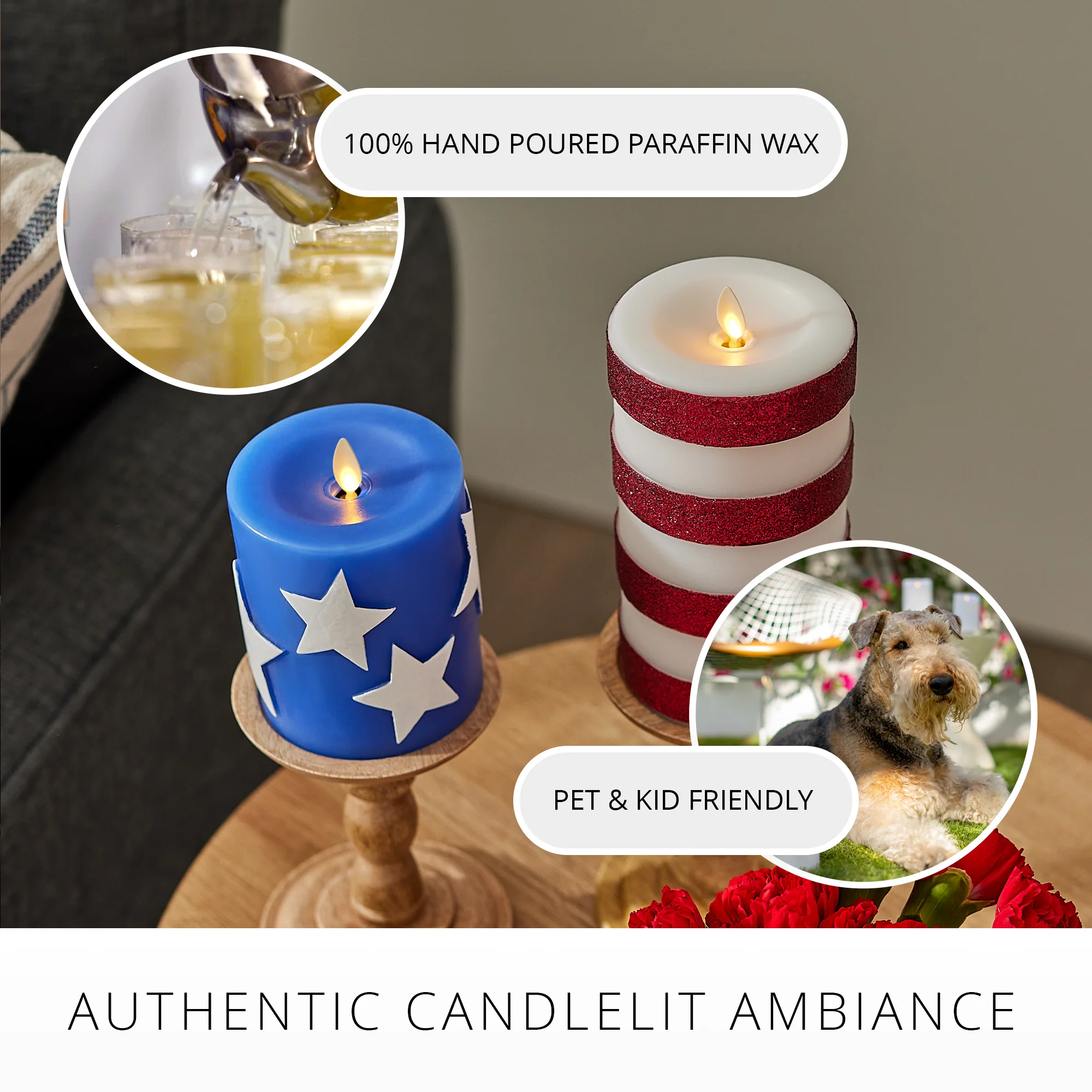Set of 2 Stars & Stripes Flameless Candle Pillars - Image 6