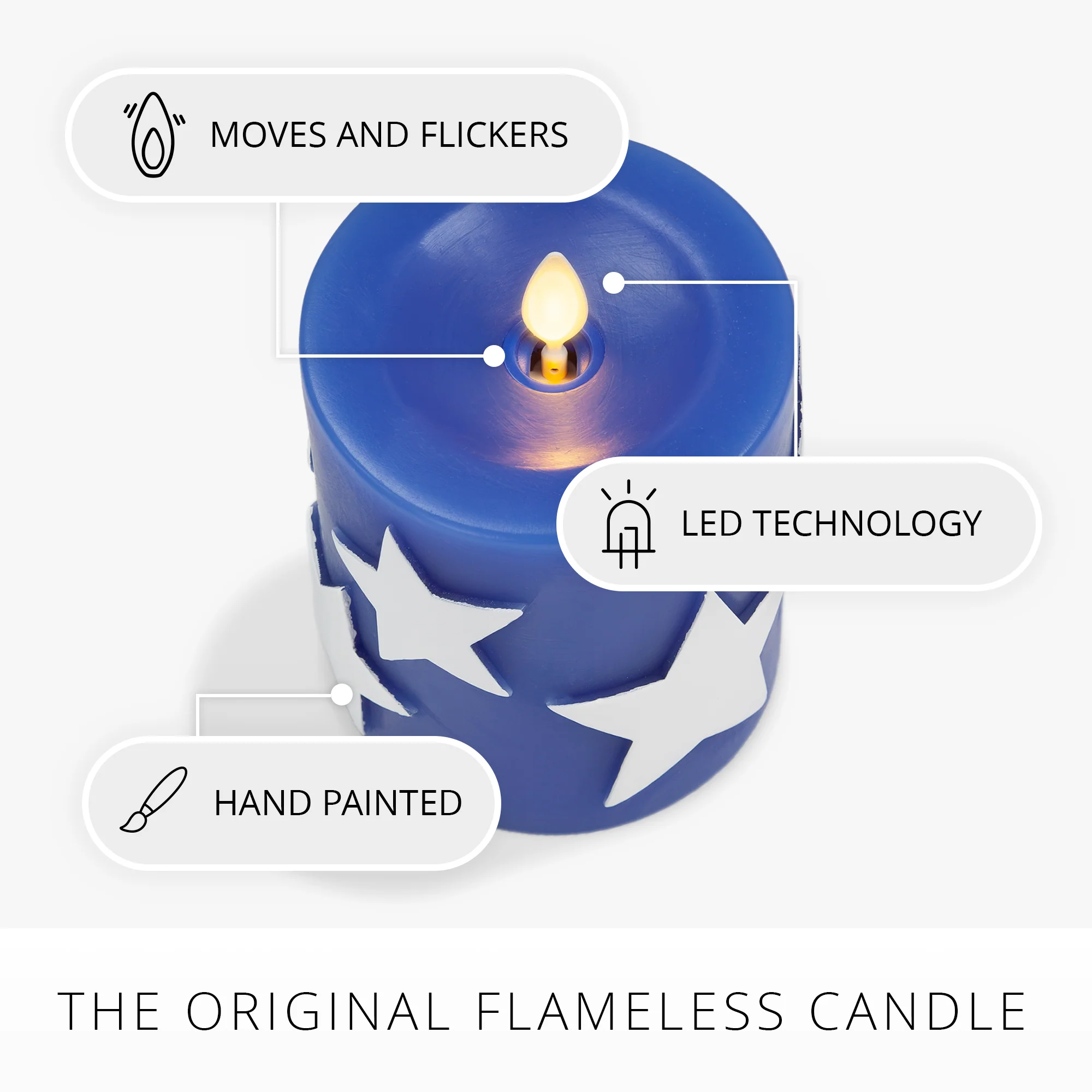 Set of 2 Stars & Stripes Flameless Candle Pillars - Image 8