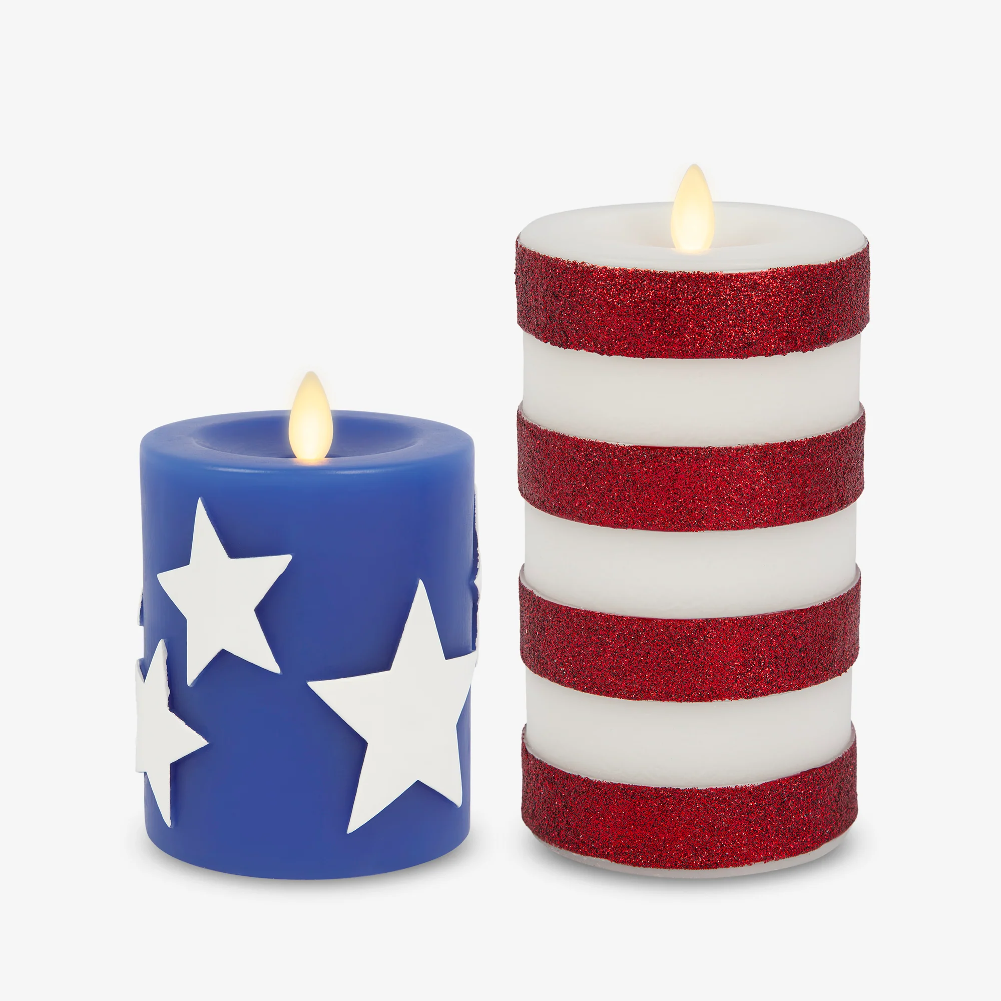 Set of 2 Stars & Stripes Flameless Candle Pillars - Image 9