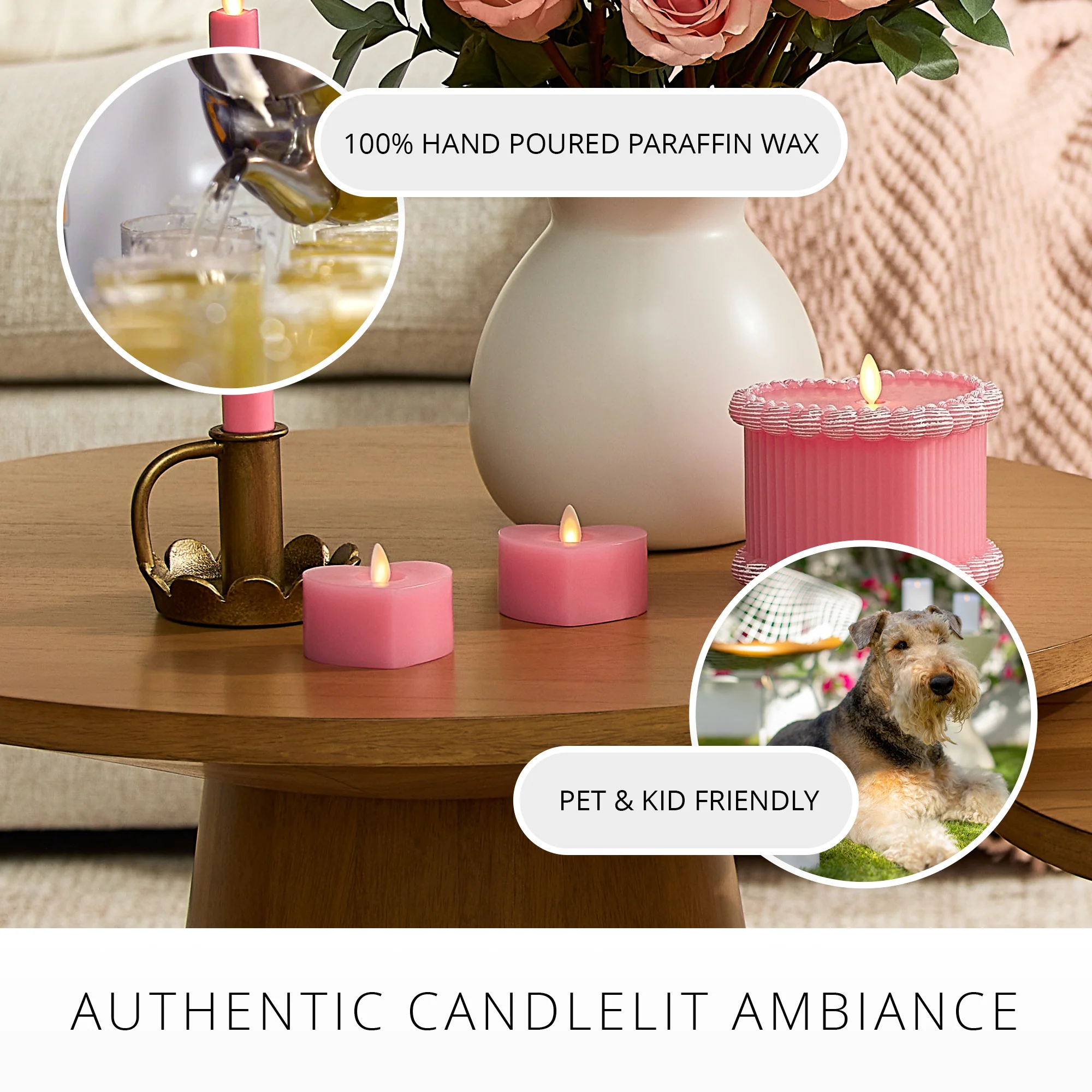 Set of 2 Sweet Pink Flameless Candle Heart Tealights - Image 5