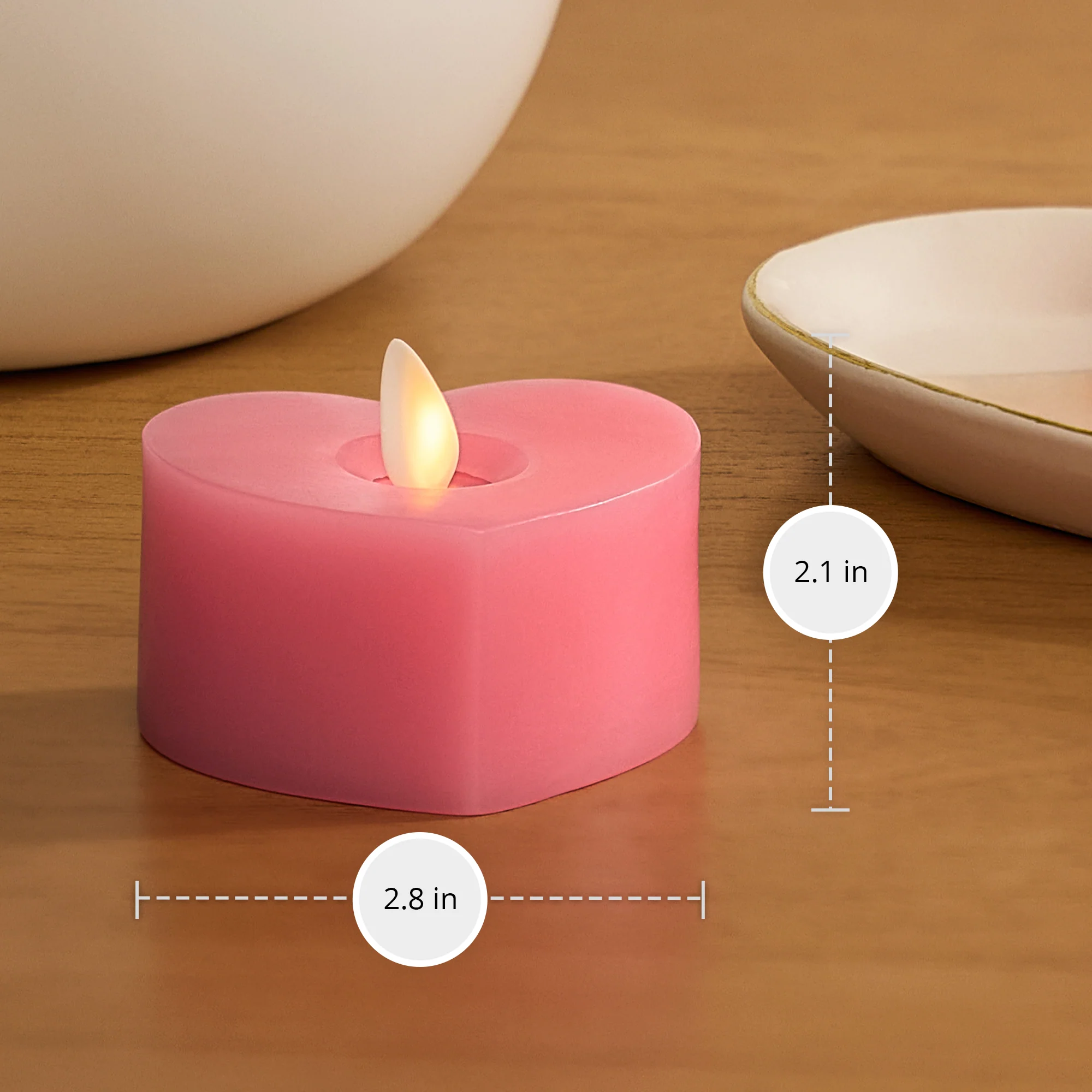 Set of 2 Sweet Pink Flameless Candle Heart Tealights - Image 6