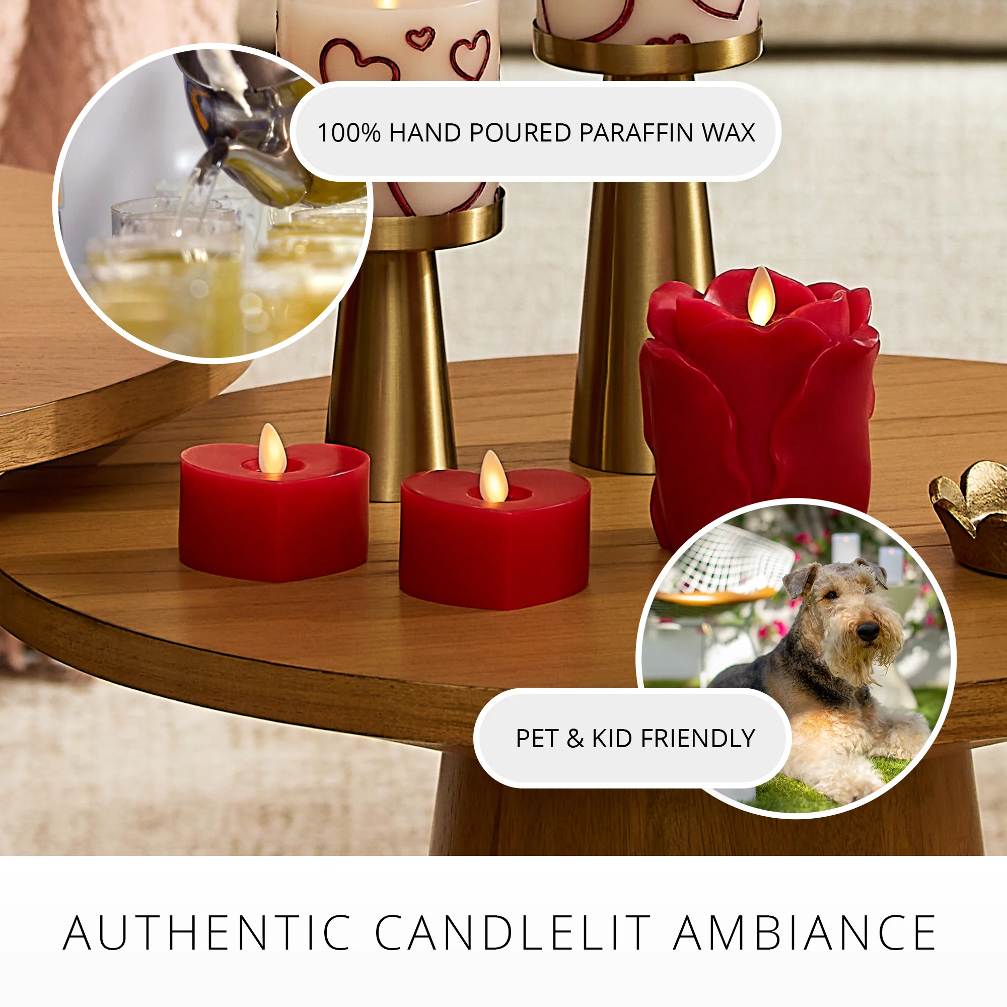 Set of 2 True Red Flameless Candle Heart Tealights - Image 5