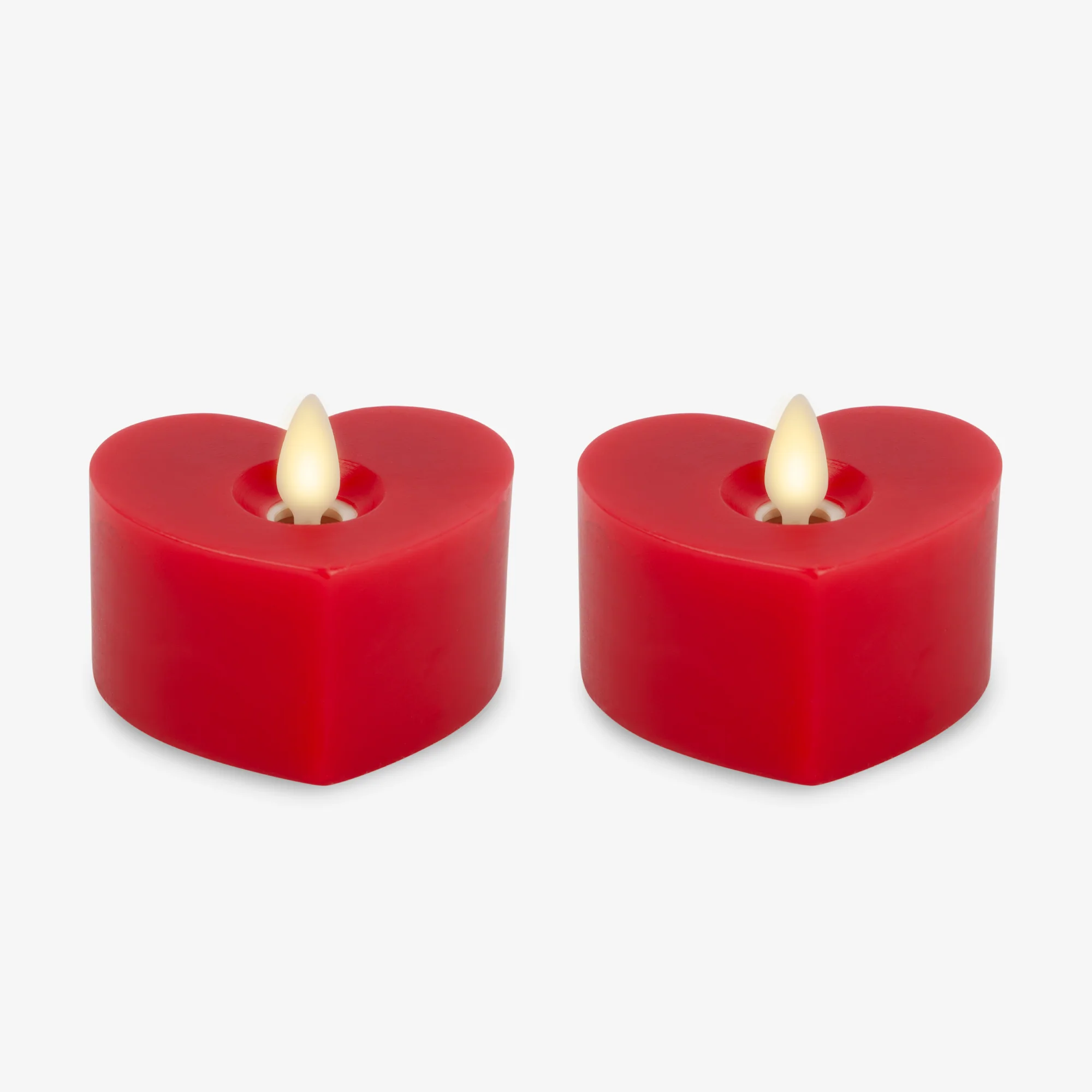 Set of 2 True Red Flameless Candle Heart Tealights - Image 7
