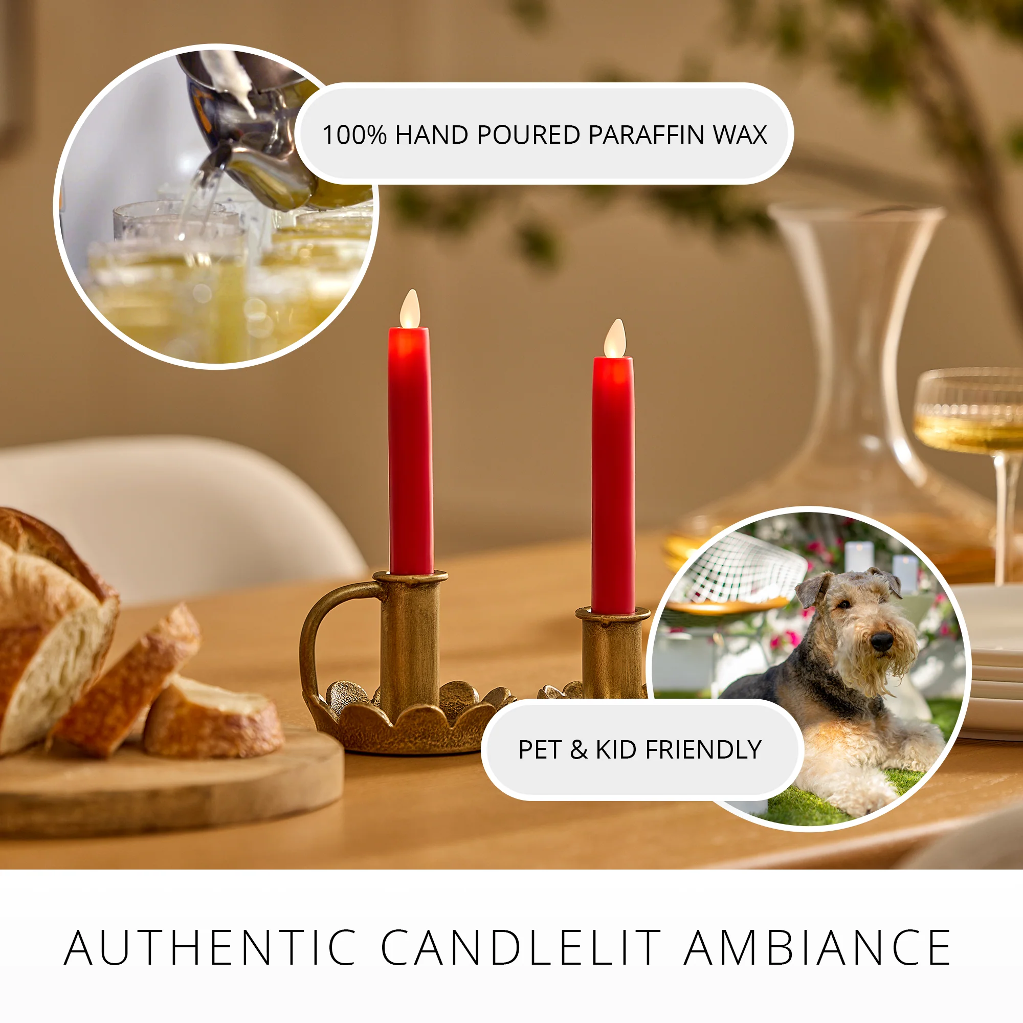 True Red Flameless Candle Tapers - Flat Top - 6.75" Height - Set of 2 - Image 5